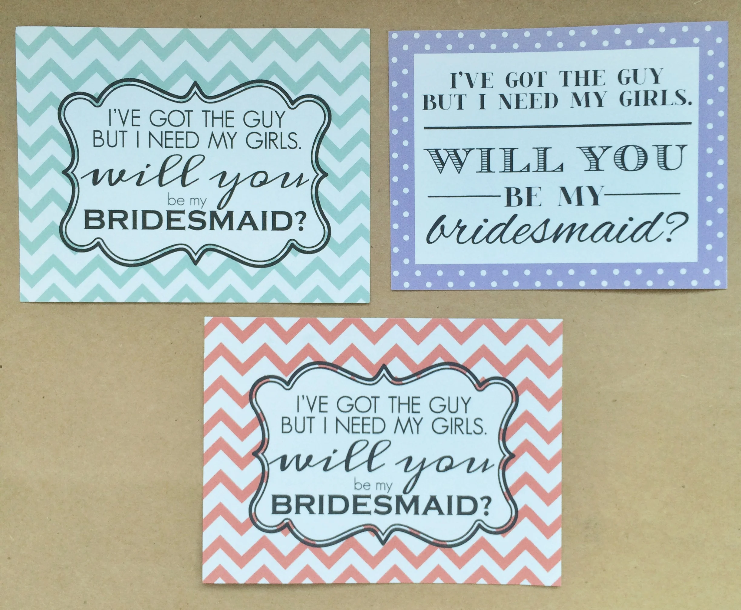 Mint Chevron, Purple Polka Dot, Coral Chevron Bridesmaids Wine Labels | $1.50