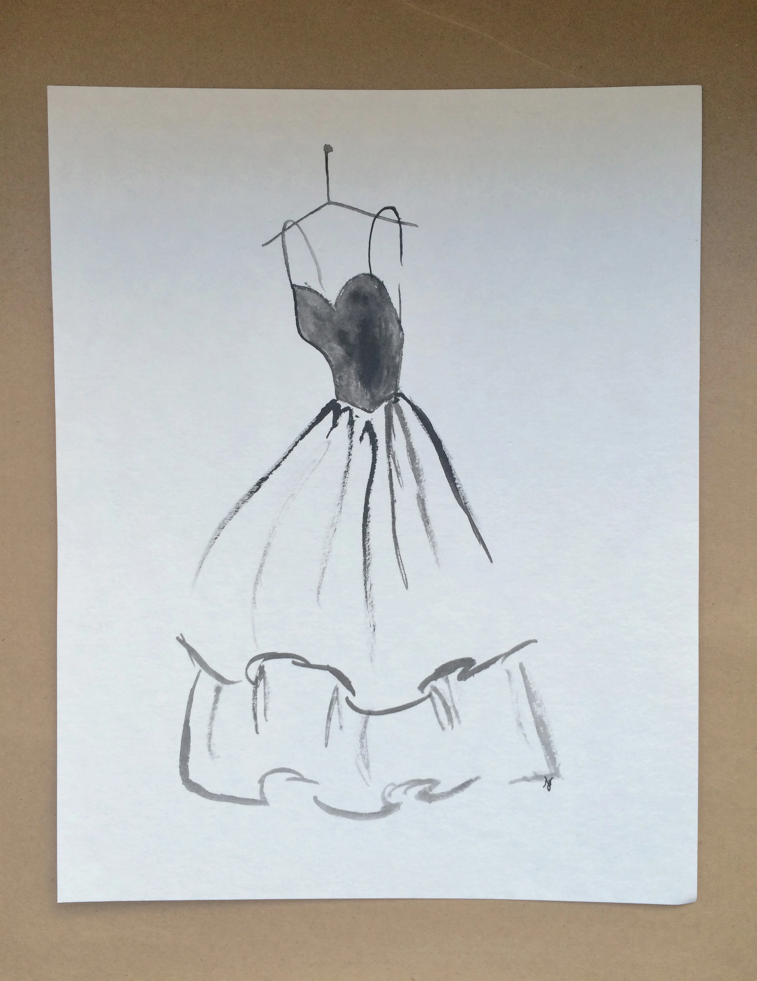 Black Dress 7.75x10 Watercolor | $20