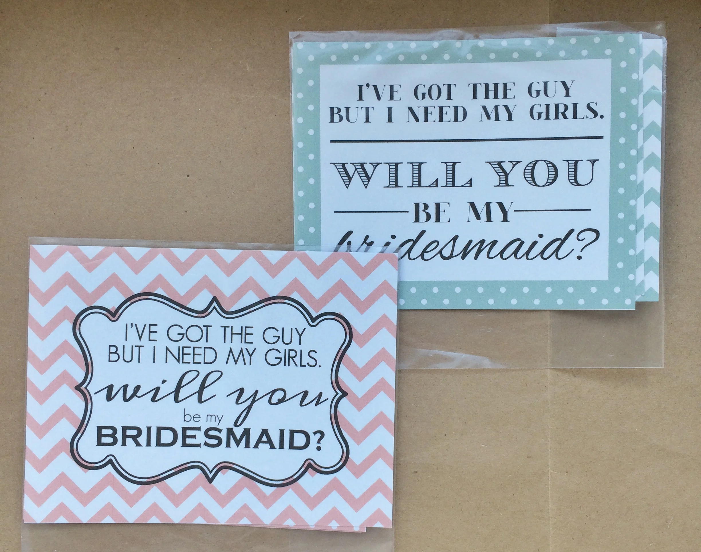 Blush,&nbsp;Mint Bridesmaids 4 Packs (2 Chevron, 2 Polka Dots) | $4