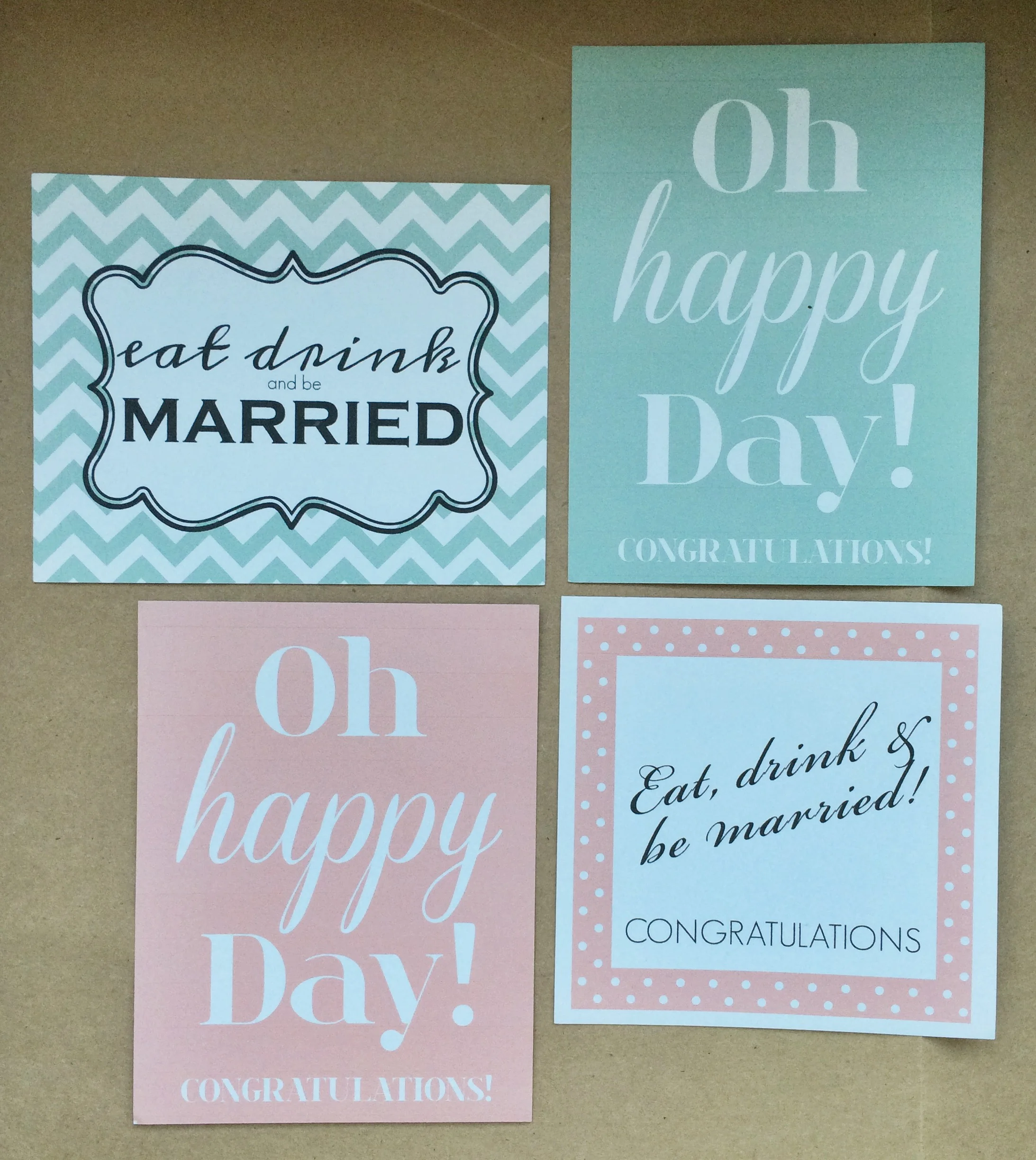 Mint Cheron Eat Drink, Be Married, Blush Polka Dot Eat, Drink Be Married, Blush Oh Happy Day, Mint Oh Happy Day Wine Labels | $1.50