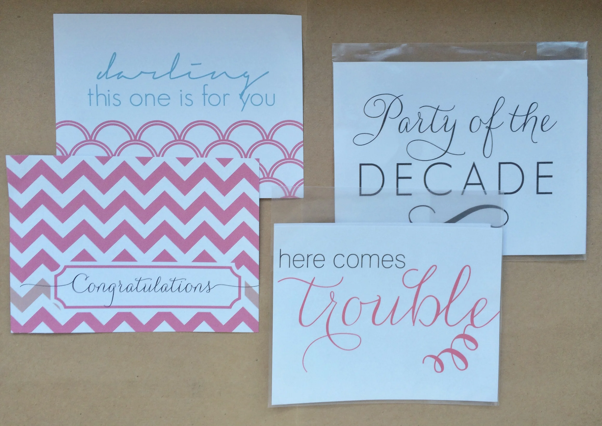 Congrats Chevron/Darling, Trouble/Decade 2 Pack Wine Label Sets | $2