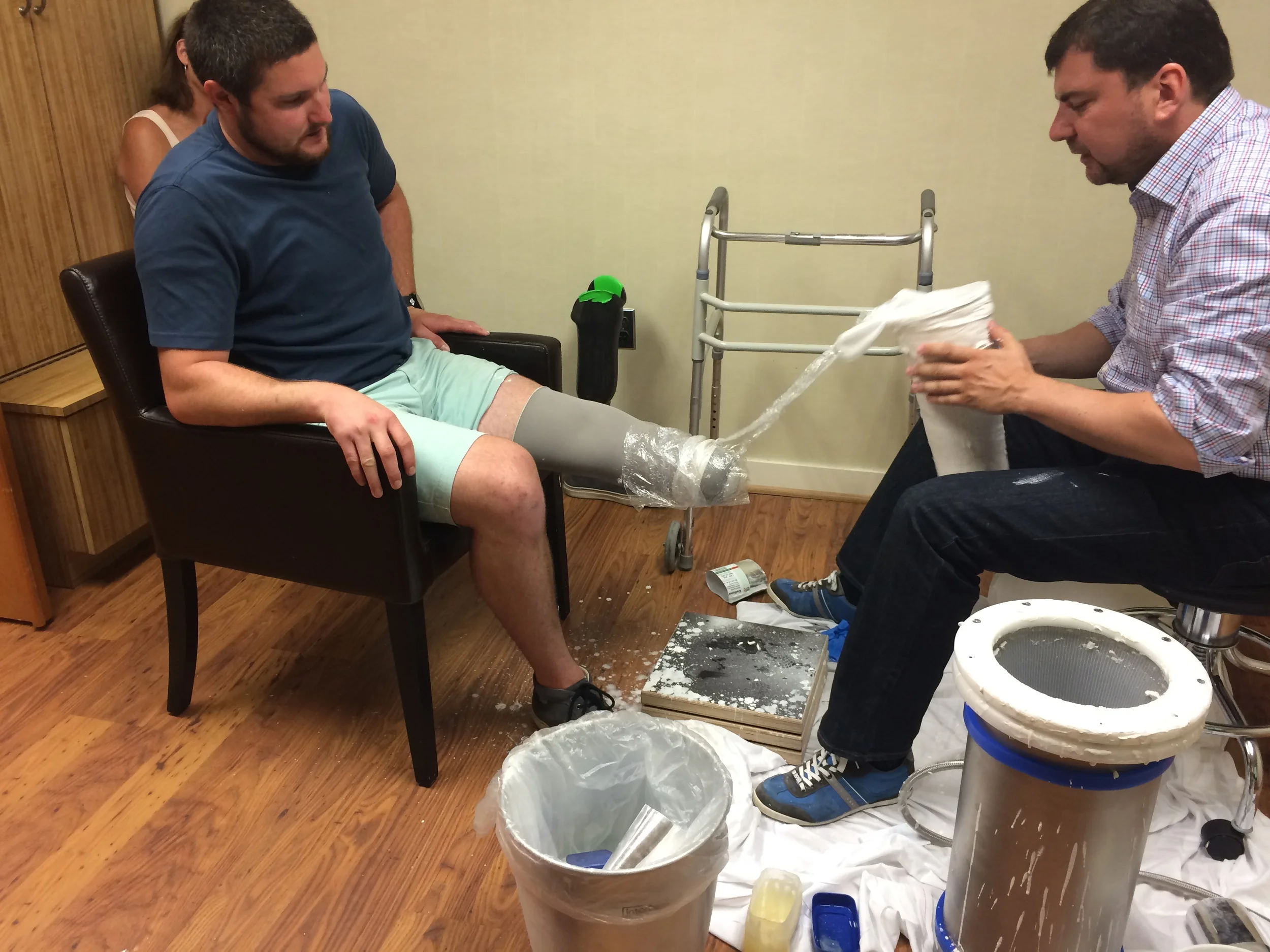 Removing the cast; it was so much smoother than the previous ones we've had done
