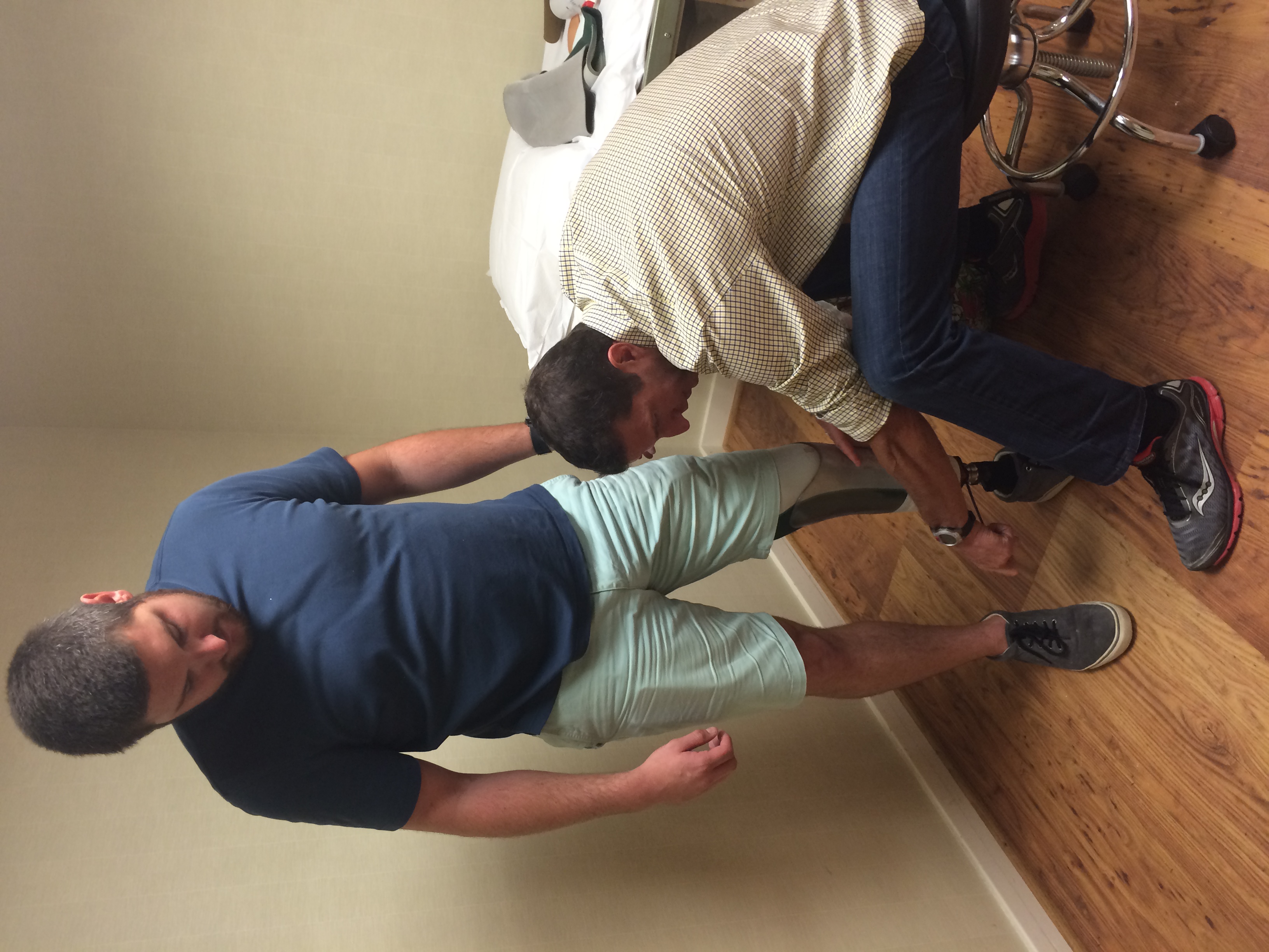 Fitting the new socket onto Joe's Foot