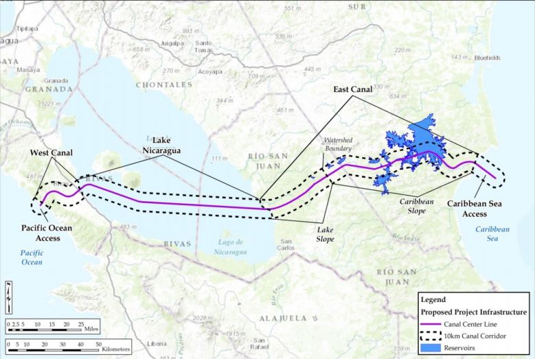Proposed route of Nicaragua Canal. Image: ERM.