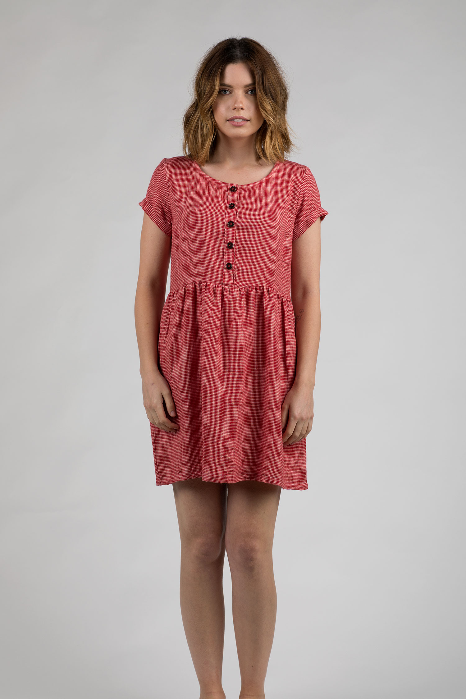 Linen-Dress- Model-No-10-Raspberry-Check-Pyne-and-Smith-01.jpg