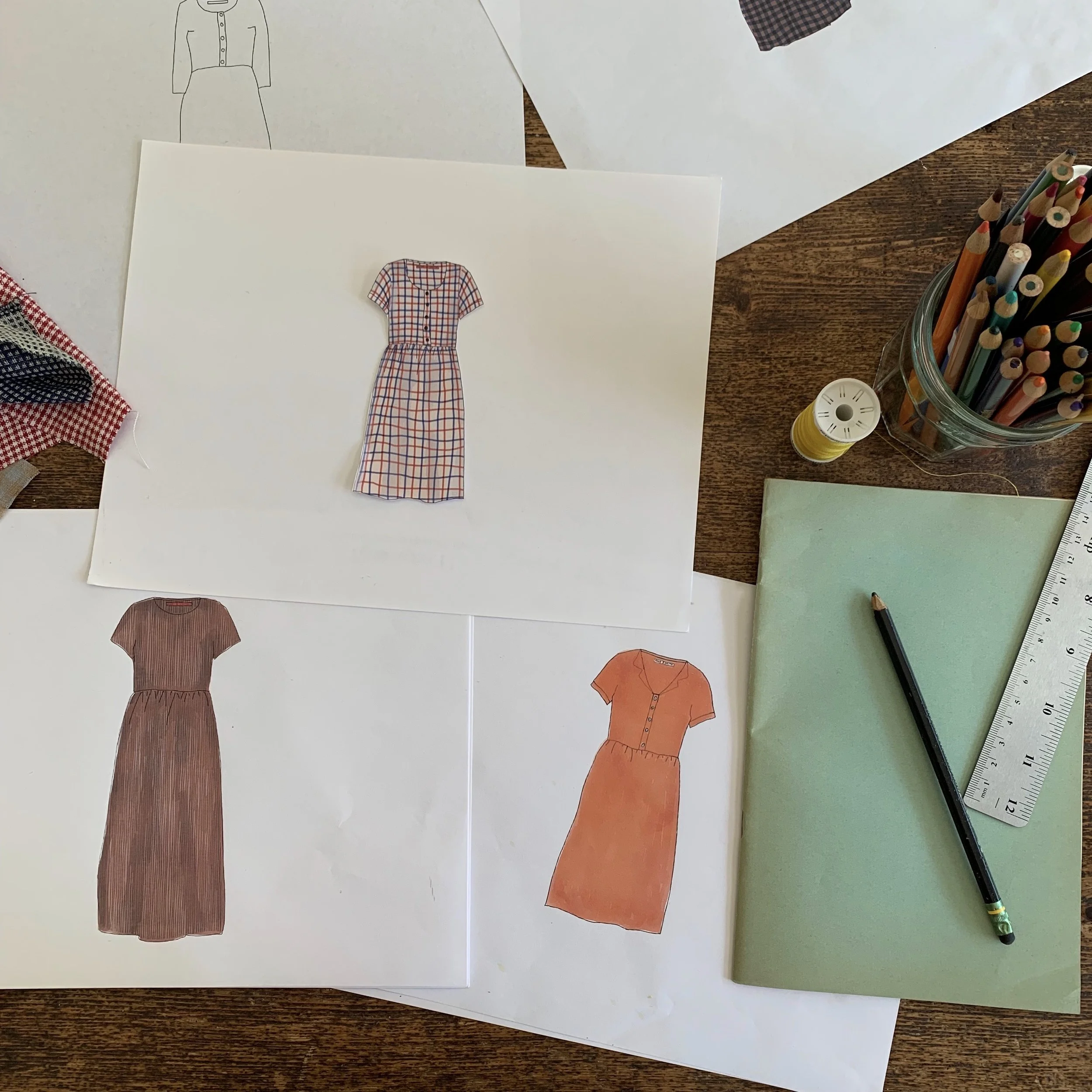Sketching the designs & colors helps me determine what color looks best on which style. Lots and lots of drawing!
