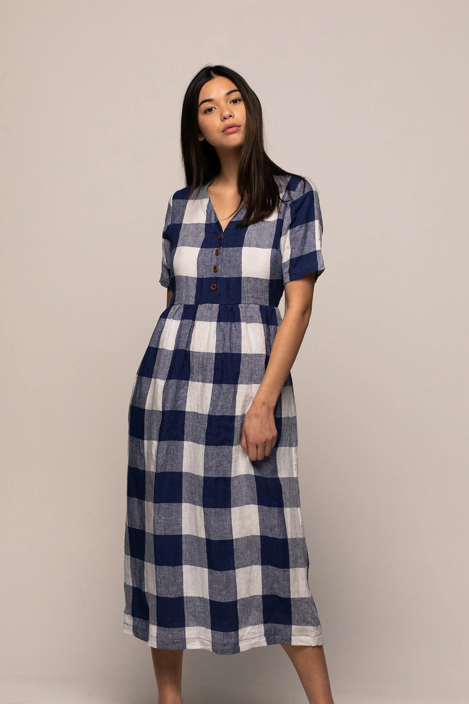 linen button up dress