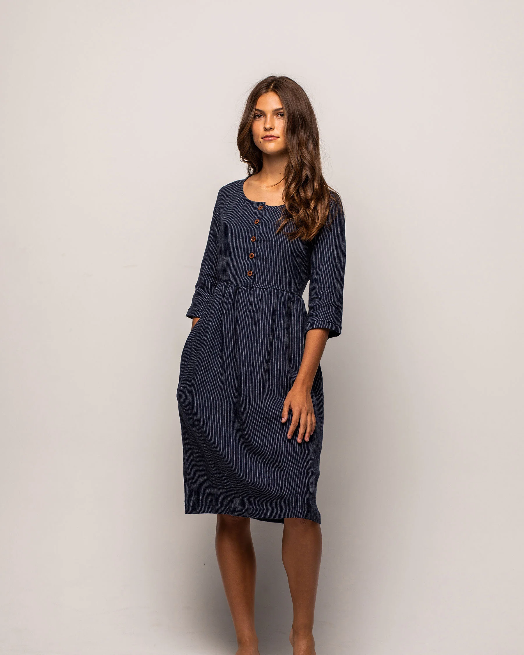 blue linen dress