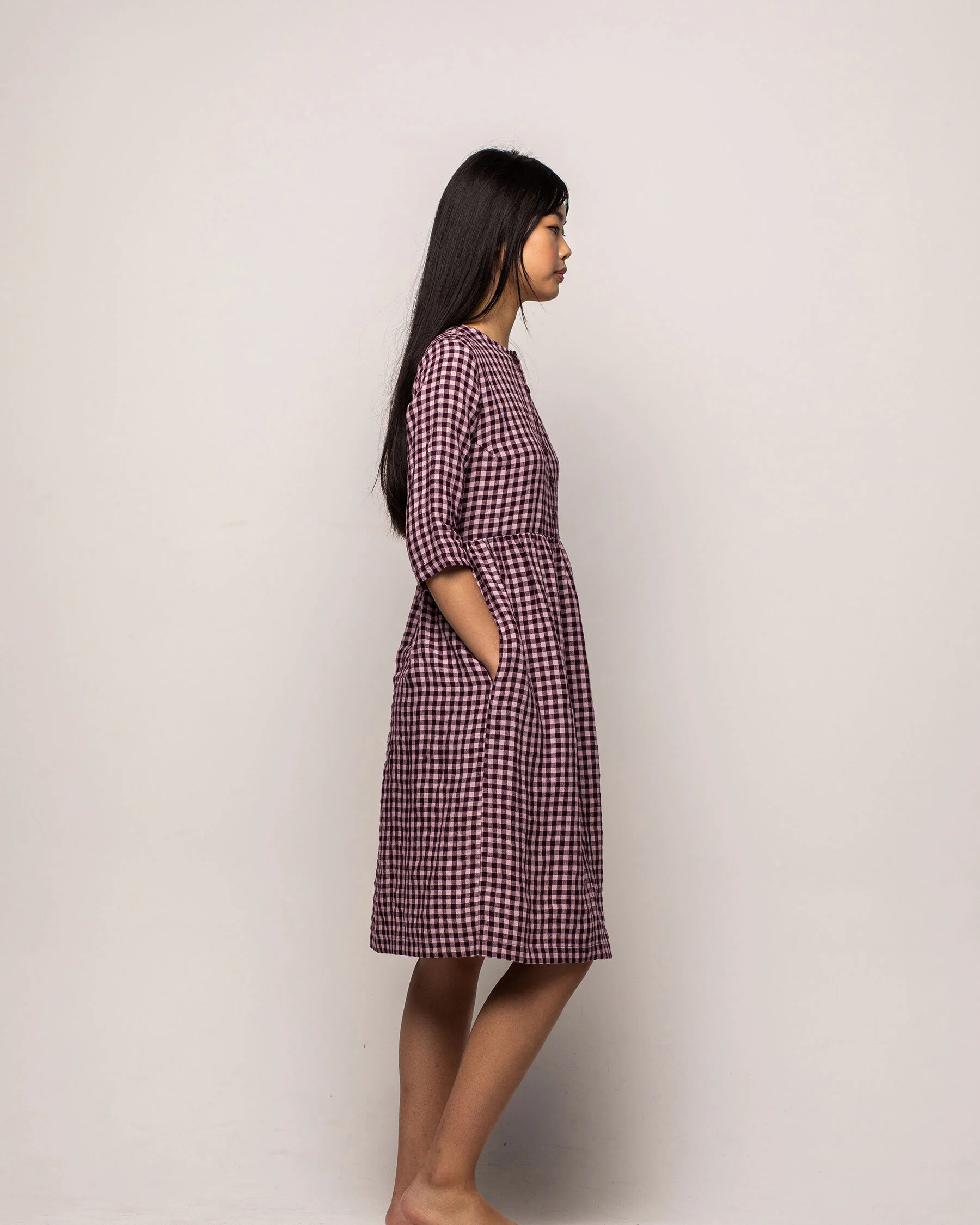 button up midi dress with sleeves