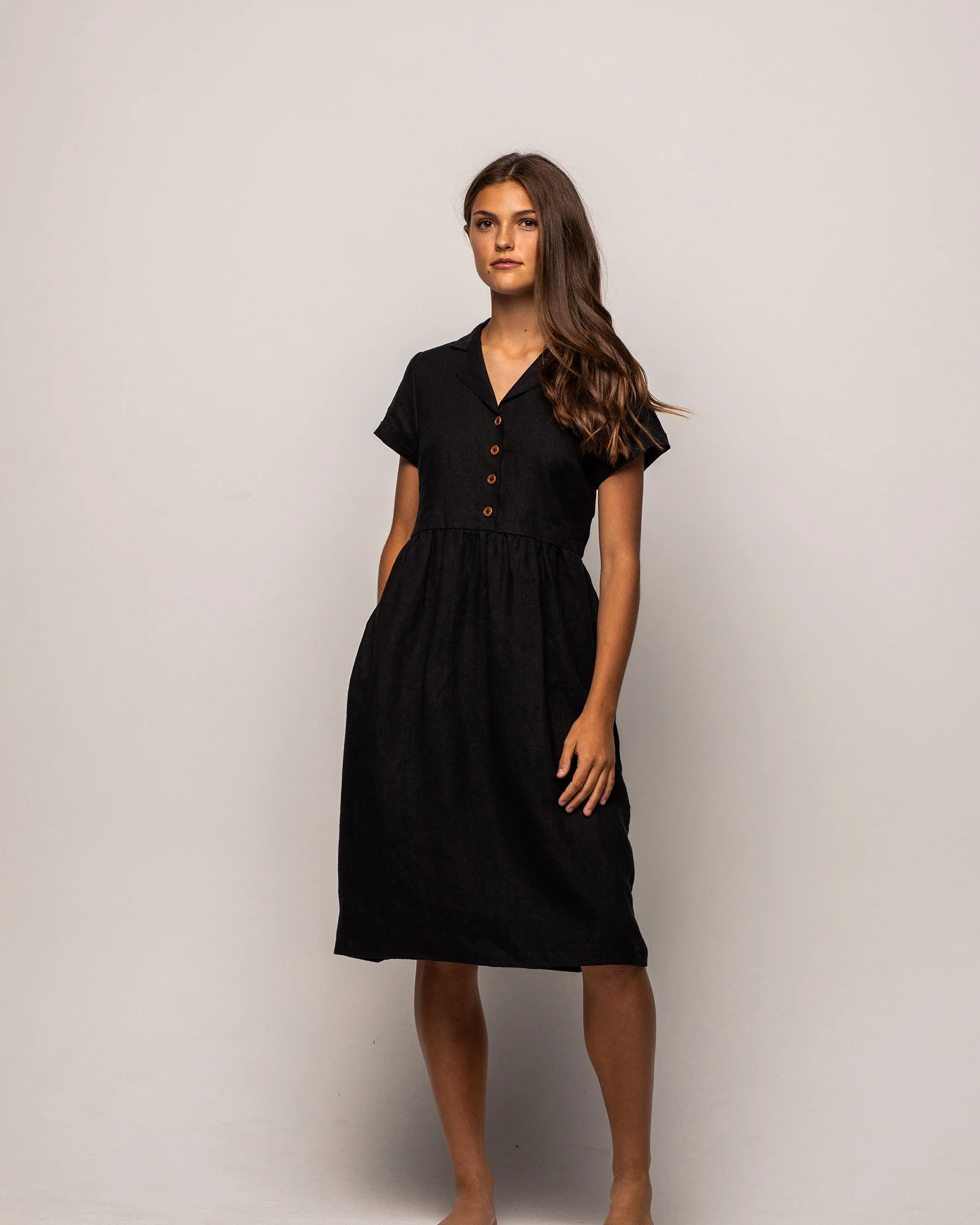 long black linen dress