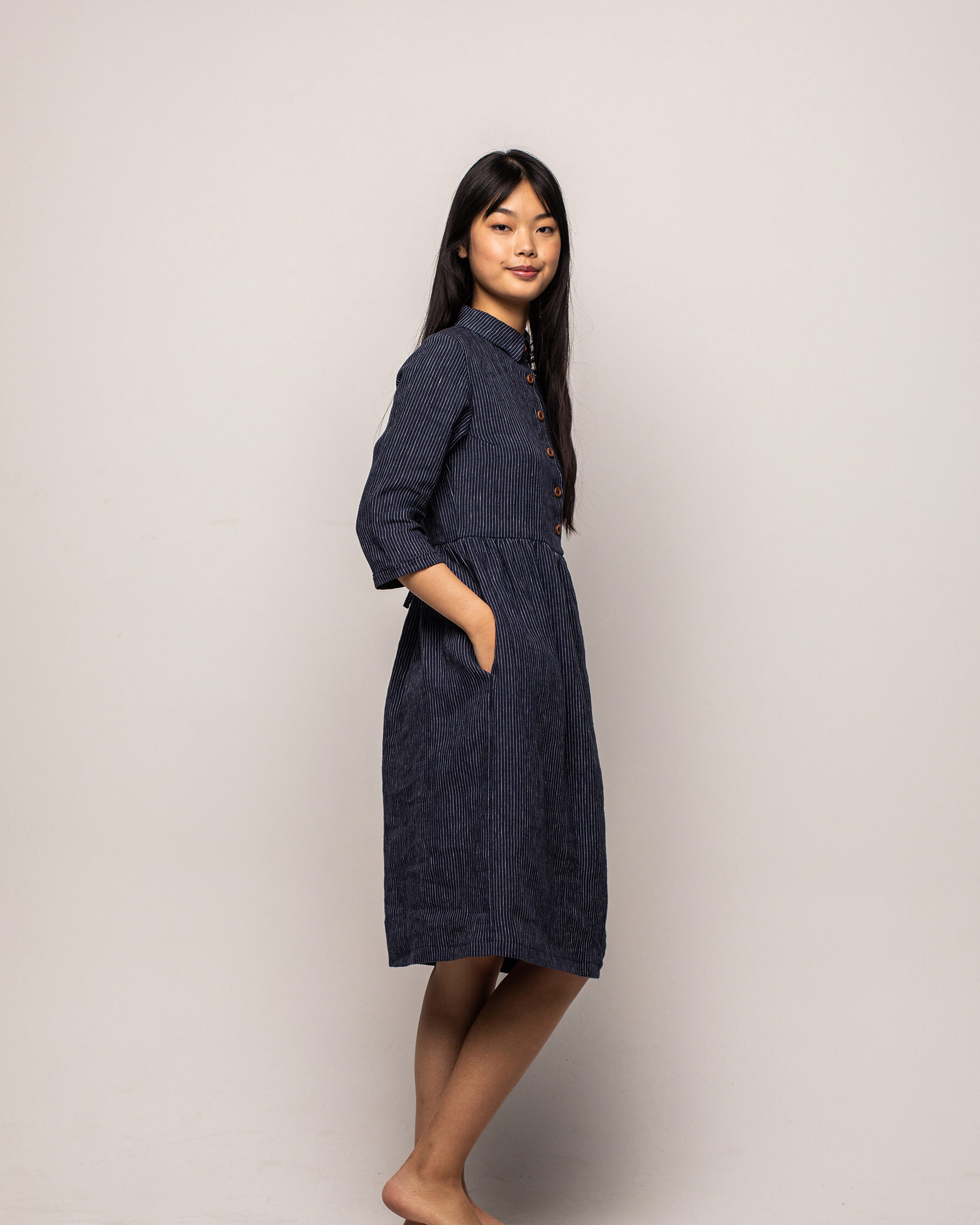 midnight blue midi dress