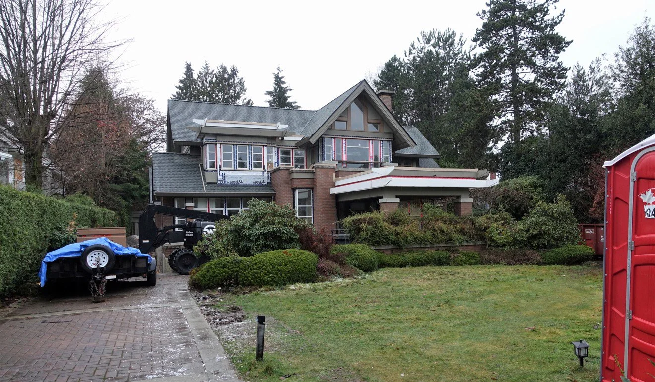 Sabrina Meng Wanzhou's mansion on Matthews Avenue, Vancouver, is worth US$16.3 million. It is undergoing extensive renovations and appears to be vacant.