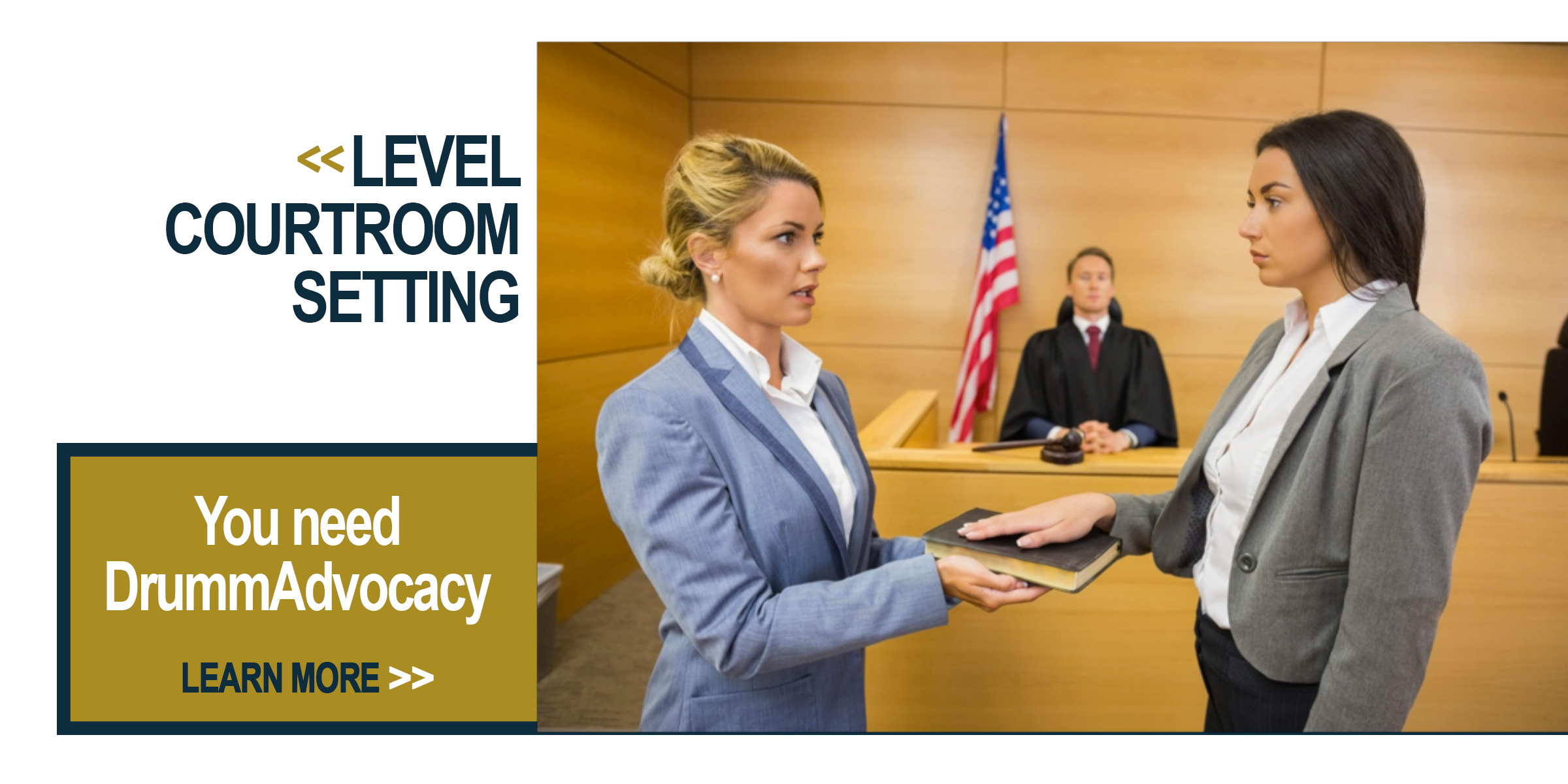 Level courtroom setting. You need Drumm Advocacy. Learn more.