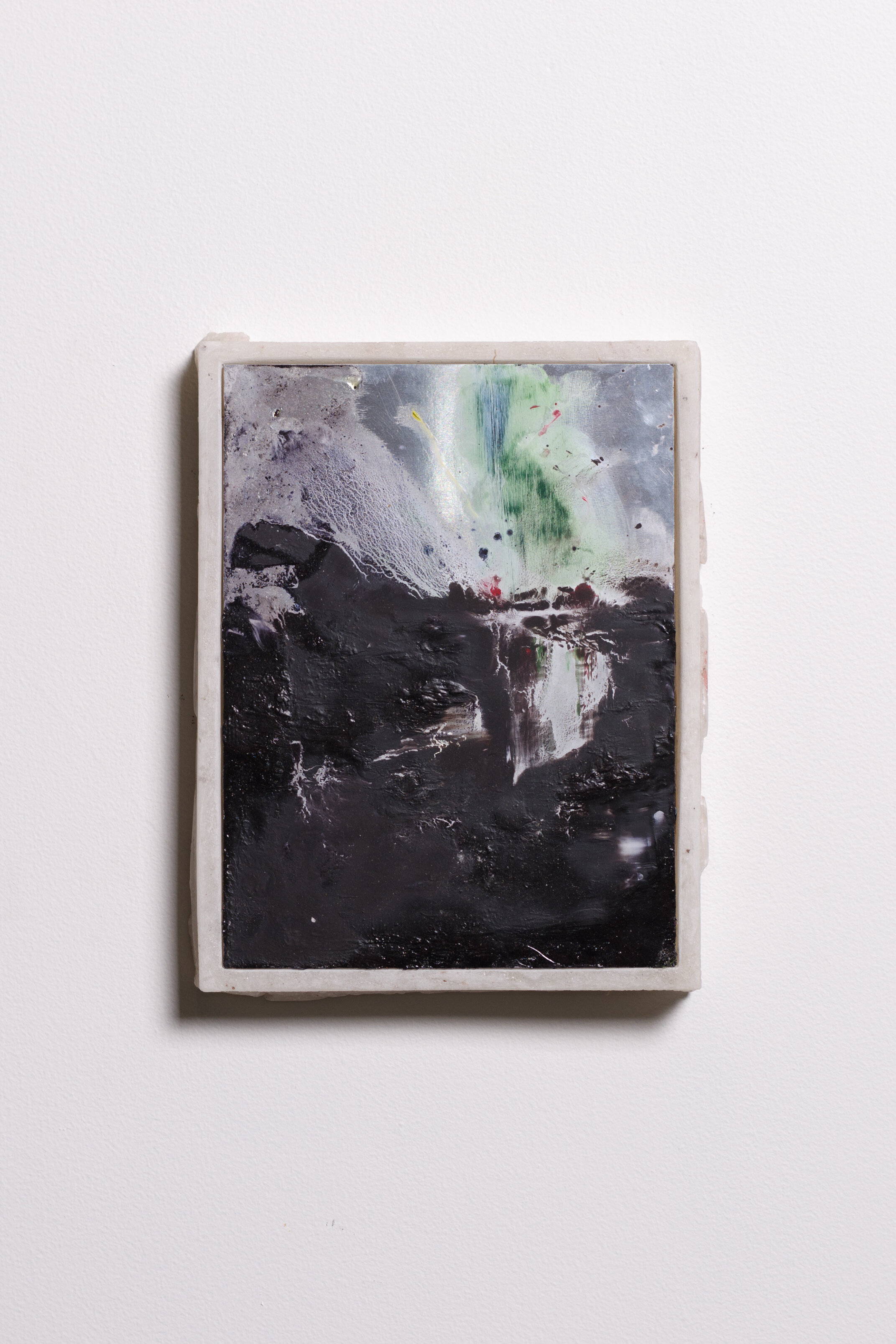   Double Screen,  oil on aluminium, salt and resin frame, 160 x 210mm, 2019  Photo credit: Mitchell Bright 
