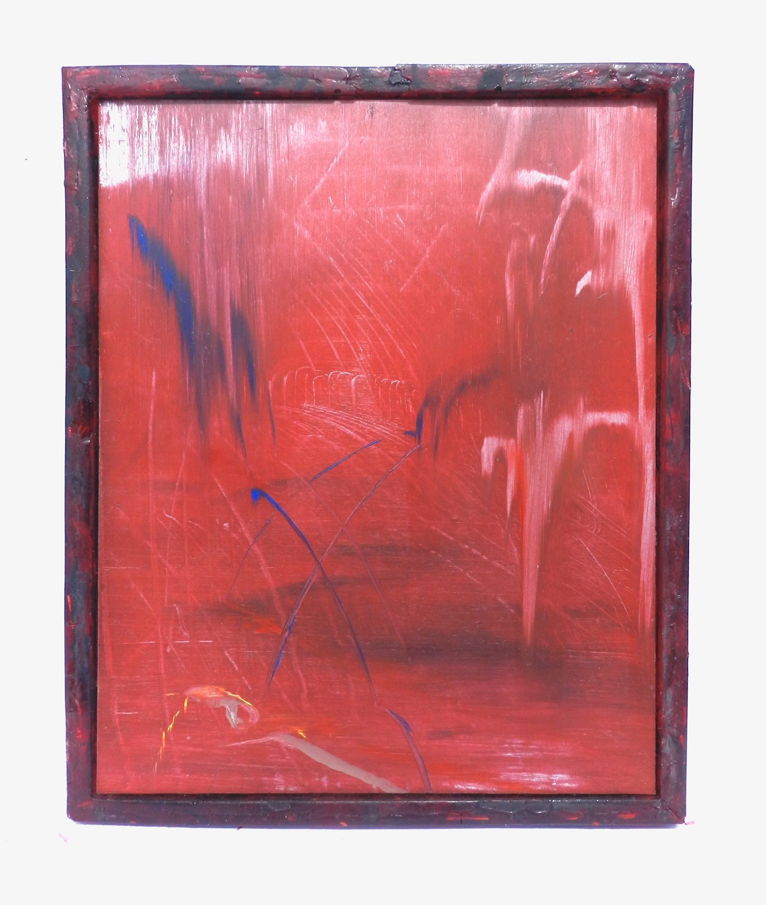  Night Stairs, oil on aluminium, cellophane and resin frame, 272 x 220 x 20 