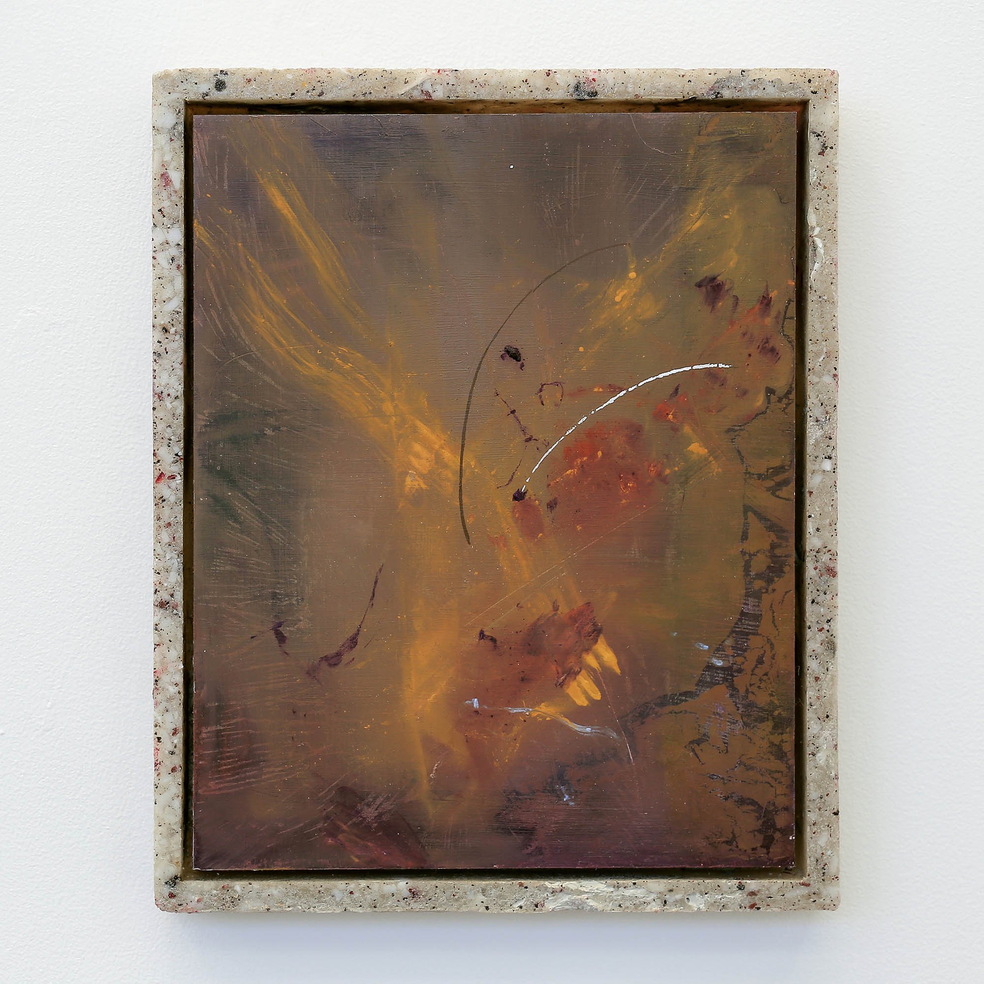  Chime II, 2023, oil on aluminium, resin, glass and acrylic frame, 290 x 230  Photo credit: Vicki Piper 