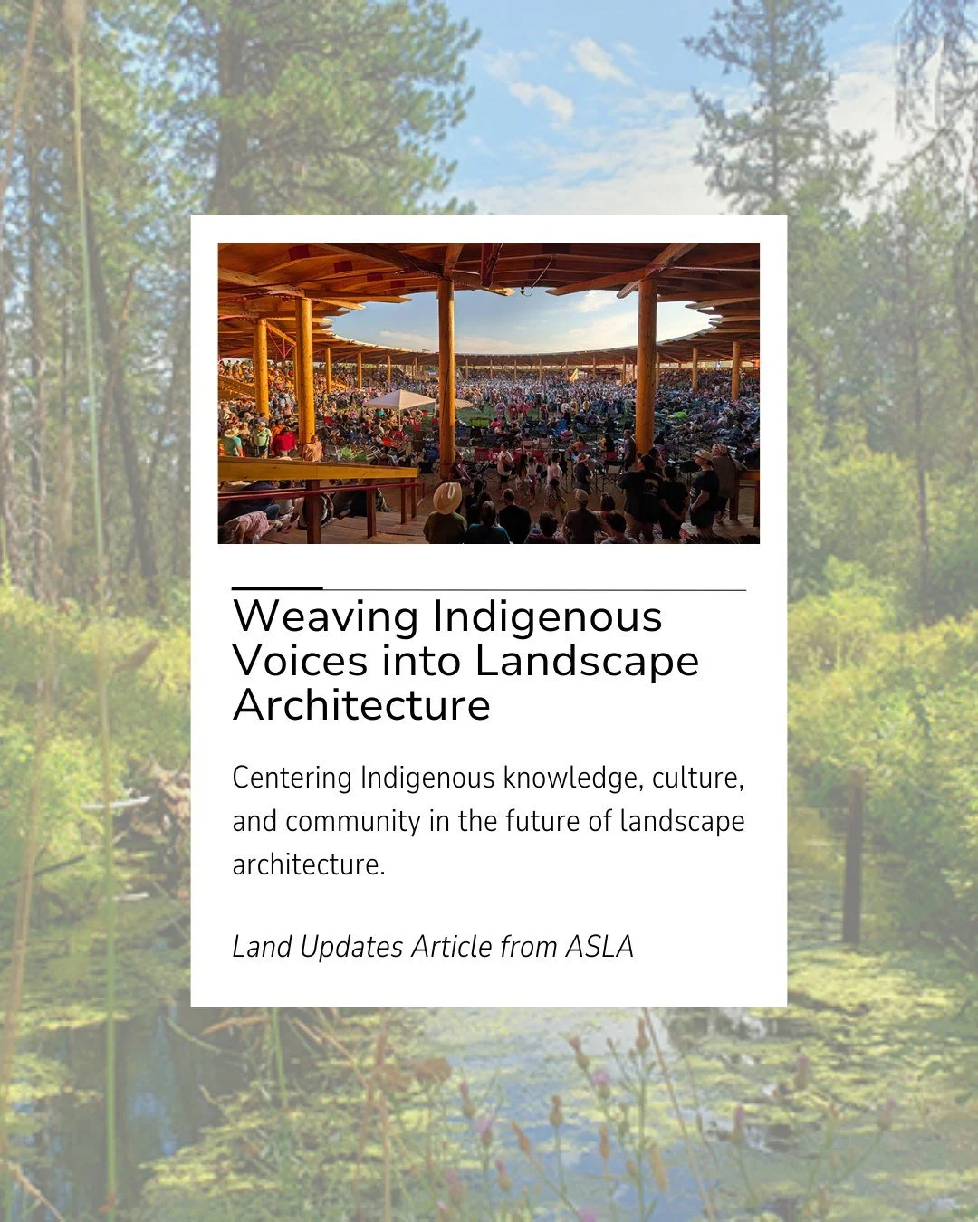 Landscape architecture goes beyond design, it&rsquo;s about honoring culture, land, and community. 🌱✨

This fall, the Indigenous Collective Group (ICG) brings Indigenous knowledge and traditions to the ASLA 2025 Conference in New Orleans, with learn