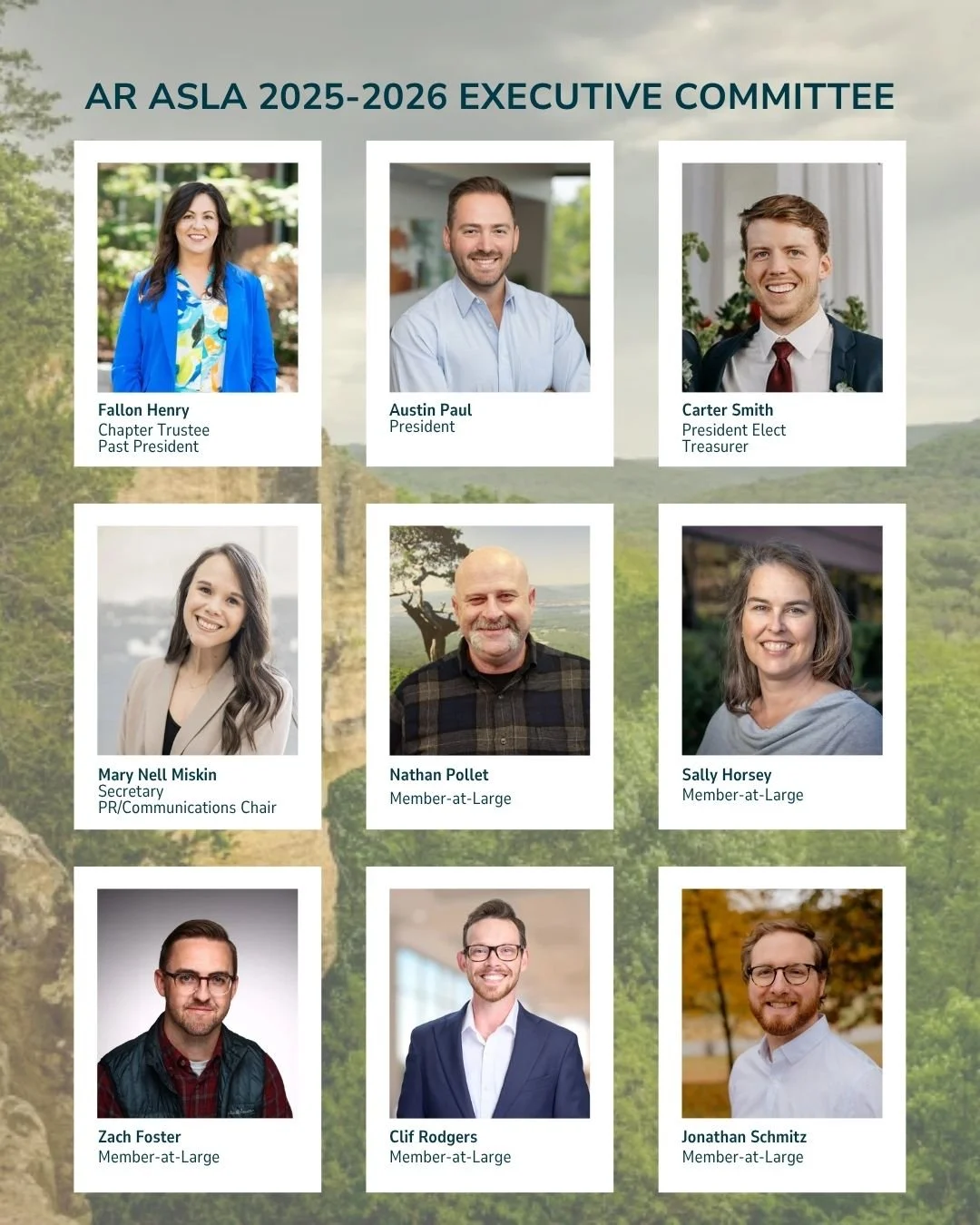 Exciting things ahead for Arkansas ASLA!

We&rsquo;re proud to introduce our 2025 Executive Committee! They are a dedicated group of landscape architecture professionals leading the way in advocacy, education, and innovation across our state.

Here&r