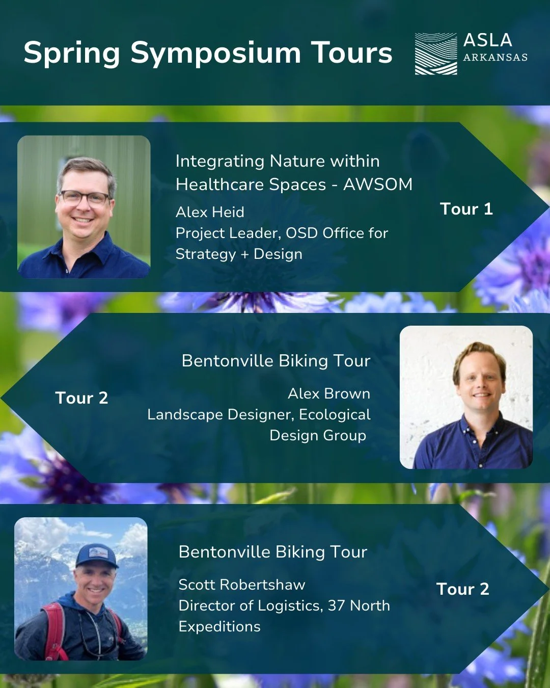 Explore design across Bentonville with two guided tours at our Spring Symposium!

🌿 Integrating Nature within Healthcare Spaces - @awsom_med 
Join Alex Heid of @osd_officeforstrategyanddesign to learn how landscape design rooted in the Ozark environ