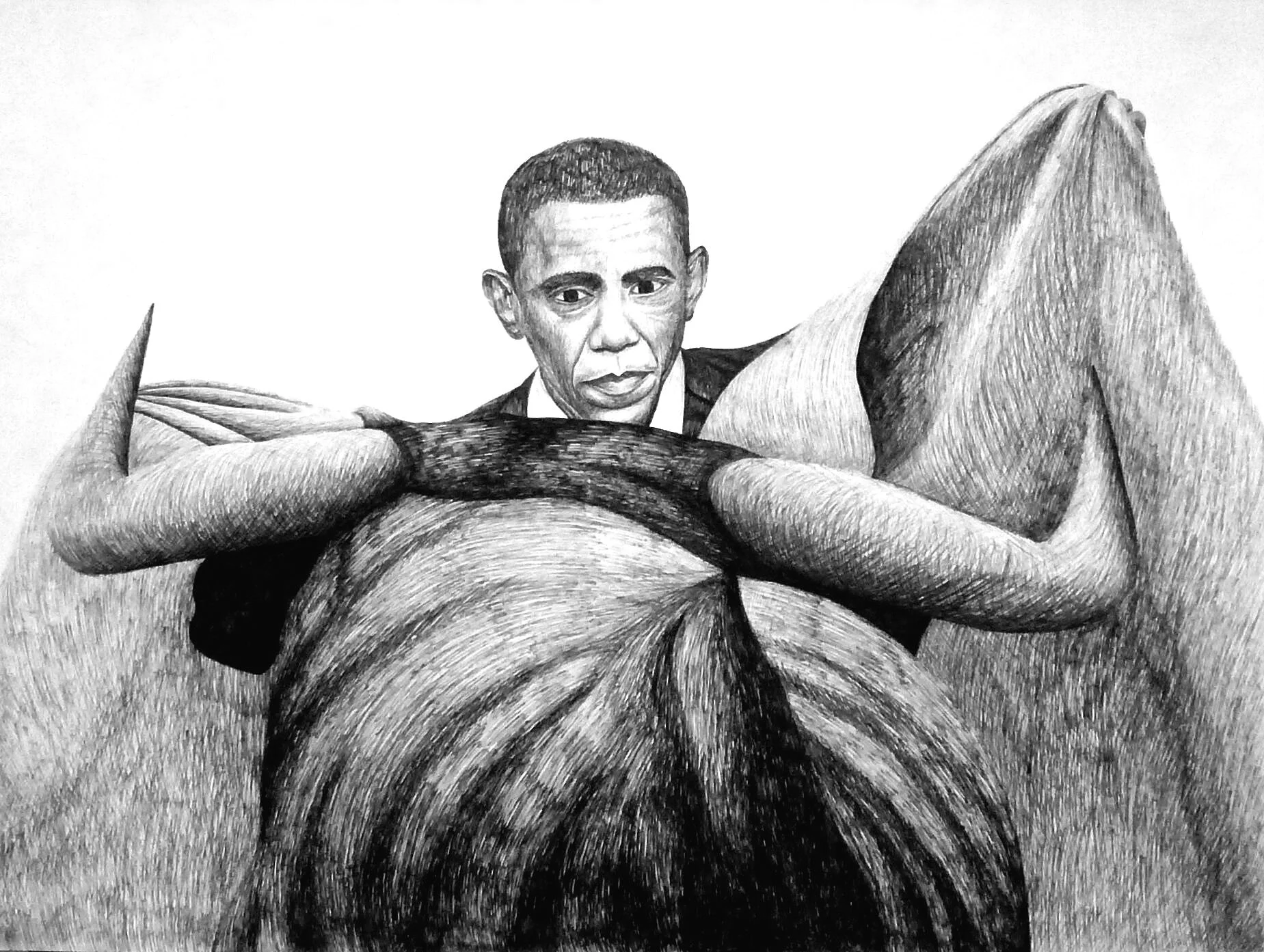 Obama y El Toro24" x 18" pen on paper 2011