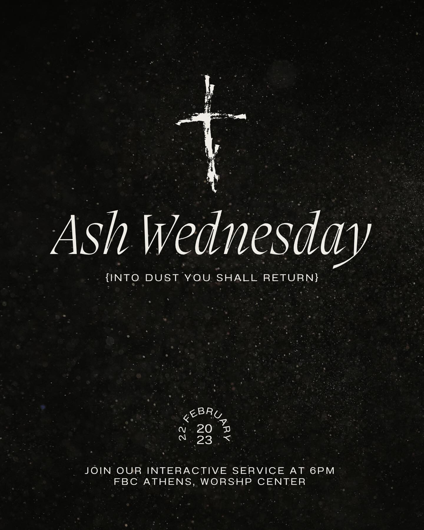 Our Ash Wednesday service is such a formative and interactive service you won&rsquo;t want to miss. Wednesday at 6pm in the worship center. Come as you are as we begin the season of lent together.