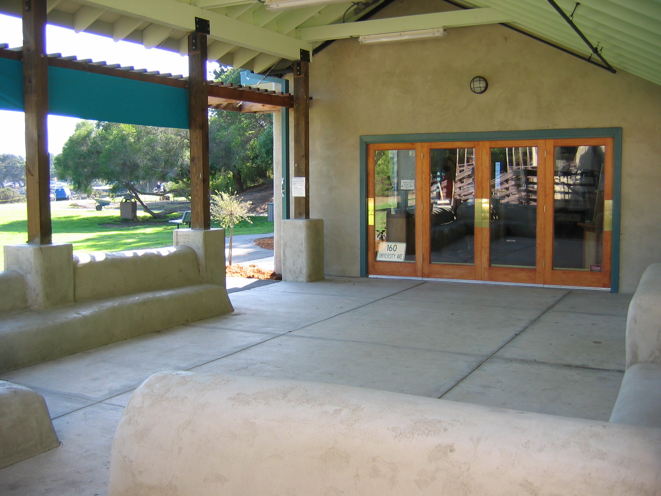  Strawbale seating &nbsp;in the outdoor classroom 