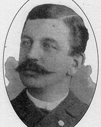 WILLIAM H. MEDLEY, 1853 – 1917. Born in England, Medley was the son of Joseph and Hannah (Chambers) Medley. A member of the Fall River Police Department as of 1880, he was a patrolman at the time of the Borden murders. In 1910, he was appointed assistant city marshall and, in 1915, promoted to City Marshall. He died in an automobile accident in Fall River, in 1917. Medley was one of the first police officers to arrive at the scene of the crime. His testimony at the trial detailed his observations there that day.
