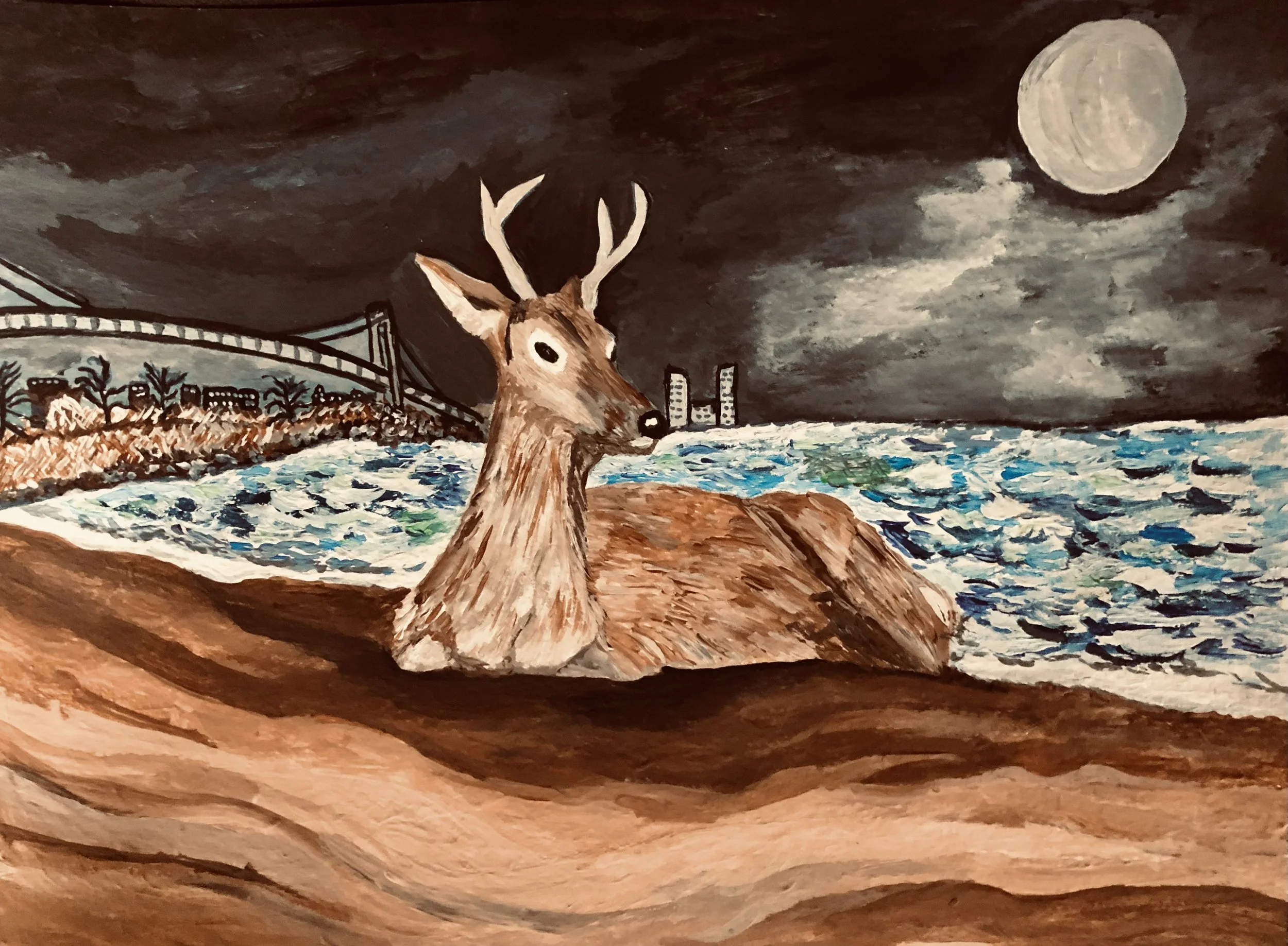 Note Card - Deer on Beach