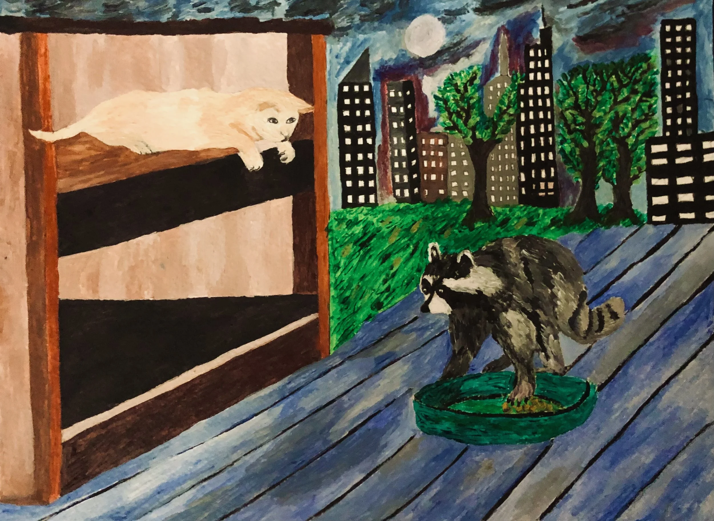 Note Card - Raccoon food bowl