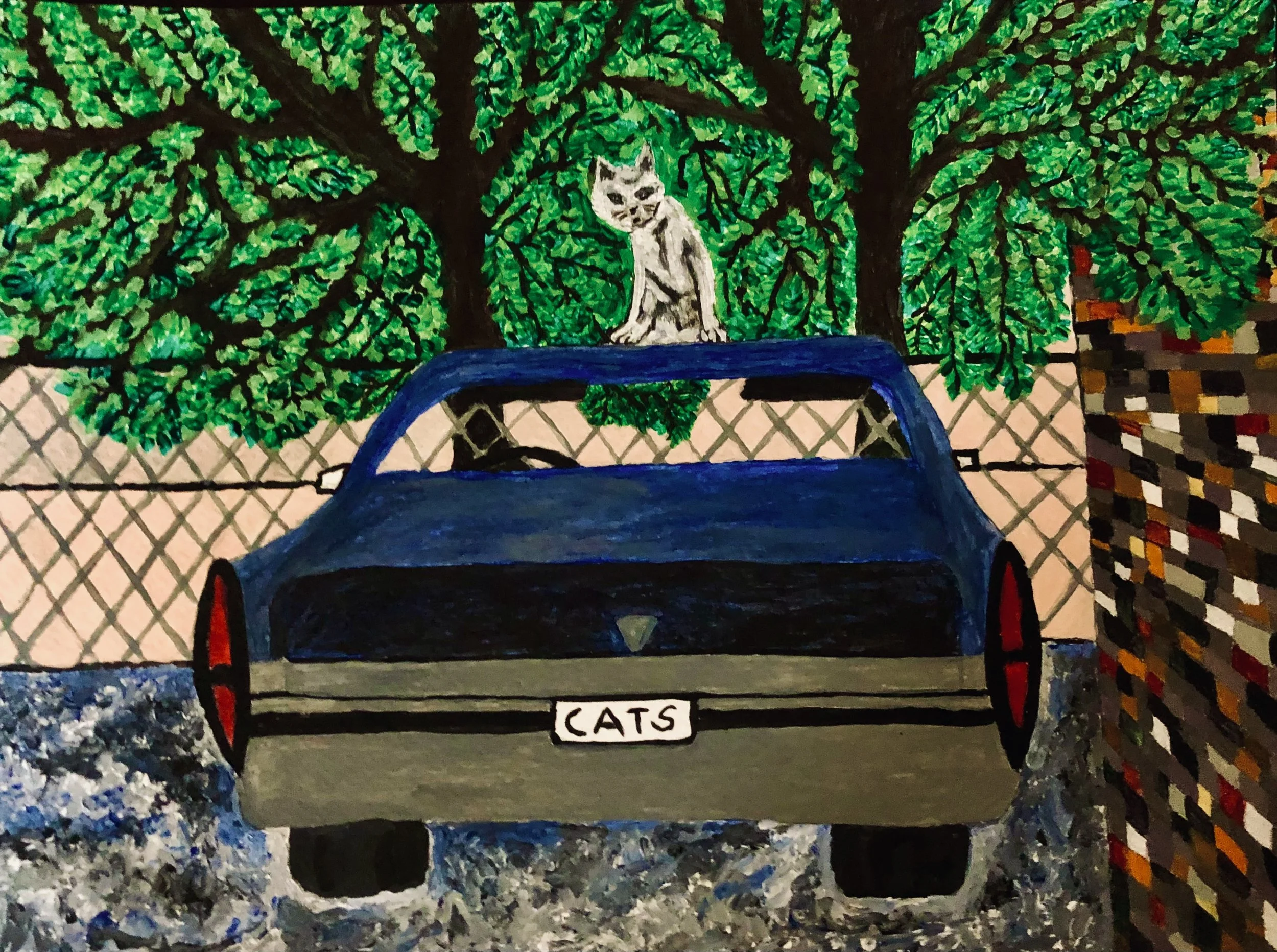 Note Card - Cat on Car
