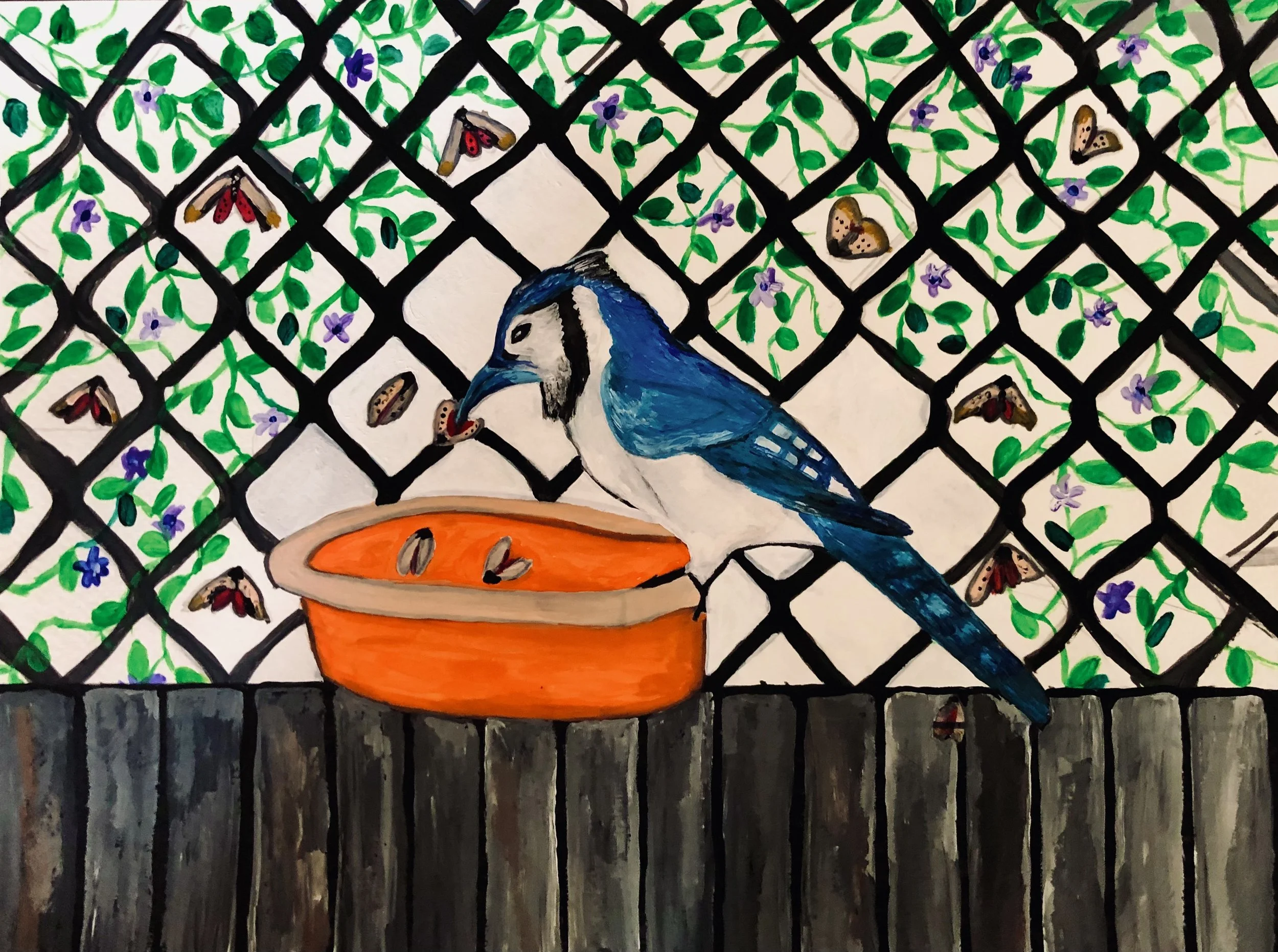 Blue Jay -Original Acrylic Painting - (wild life series)