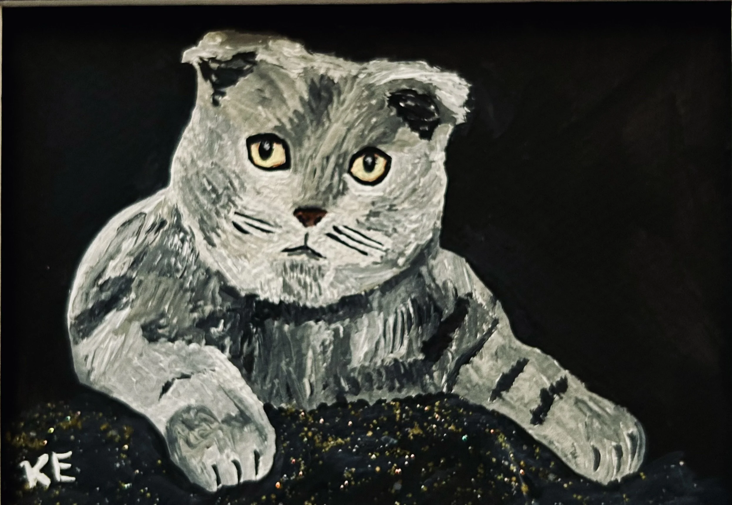 New -  Flat Ears Kitty- Original  Painting