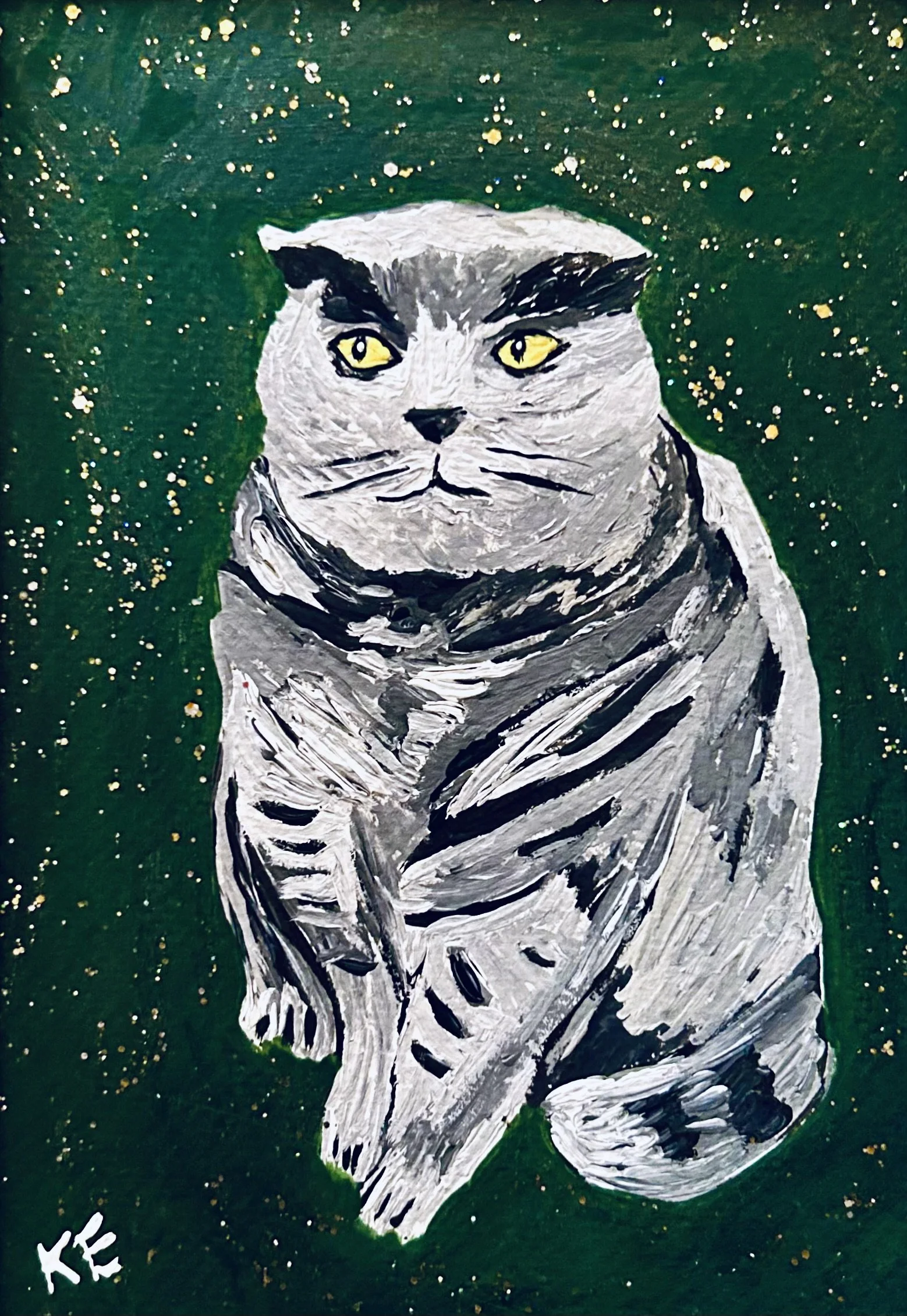 New - Flat Ears Kitty - Original Painting