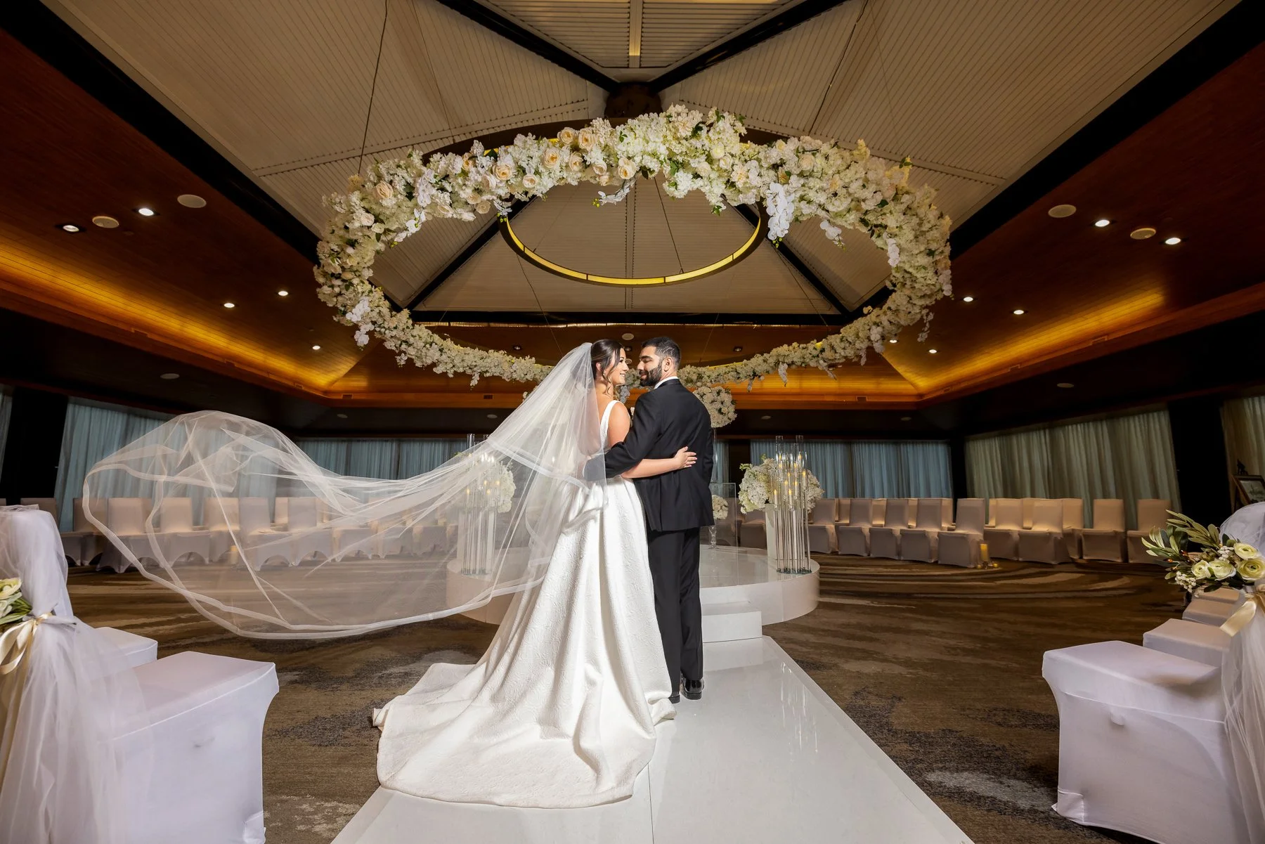 Bride and groom romantic wedding portrait during their Westin Dallas Downtown celebration