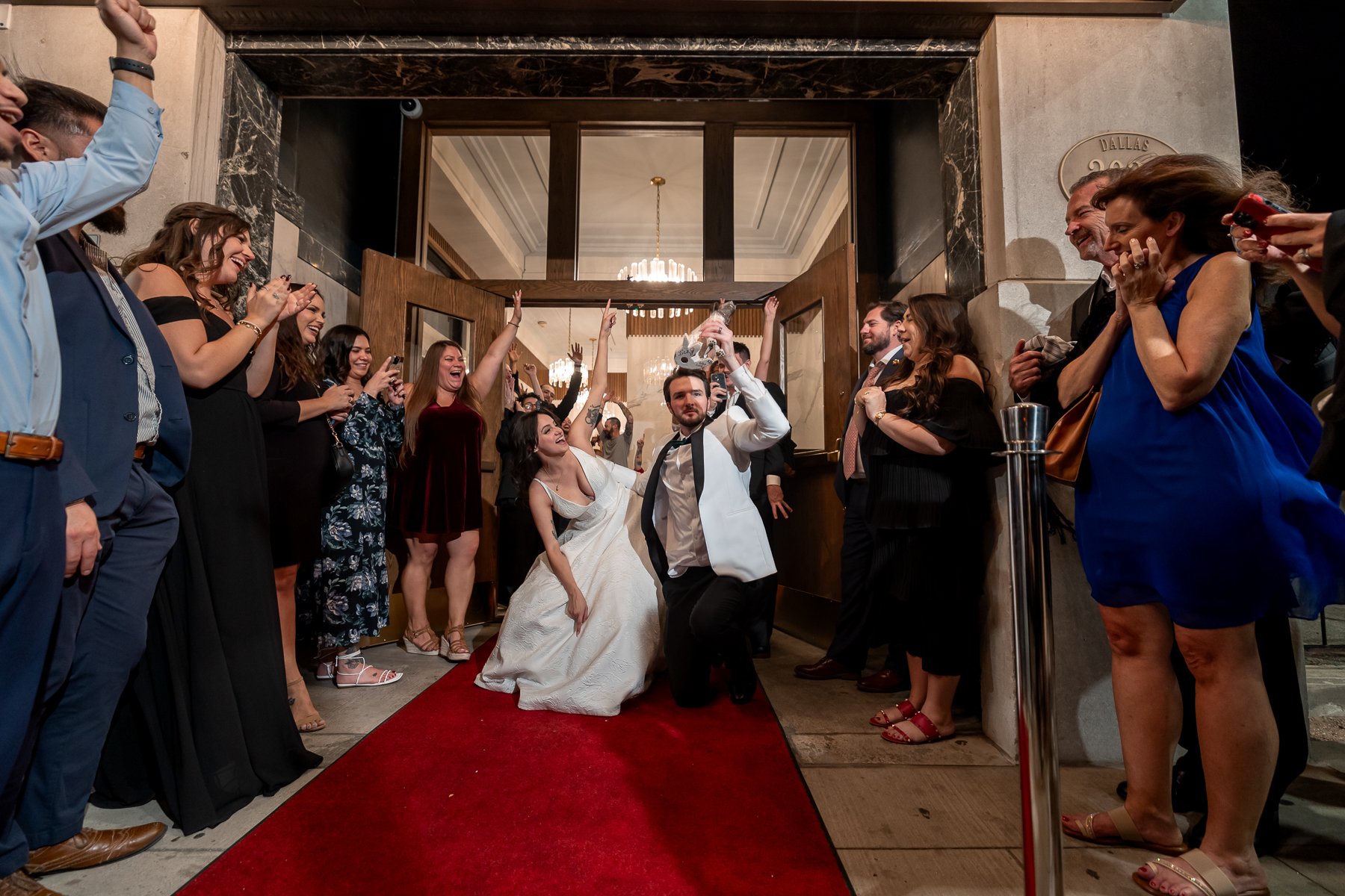 Bride and groom portraits near The Room on Main in downtown Dallas wedding photography