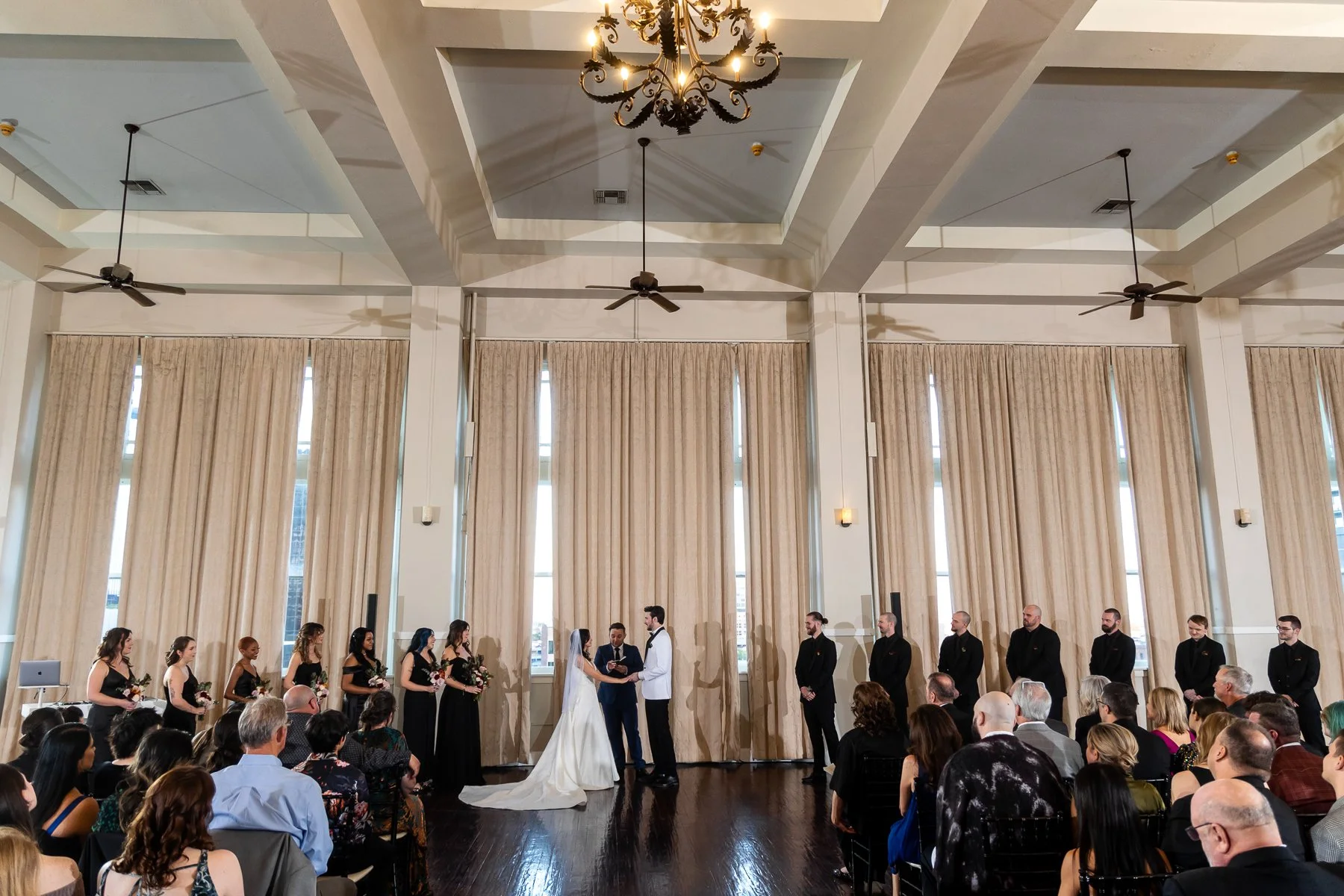 Wedding ceremony inside The Room on Main ballroom in downtown Dallas