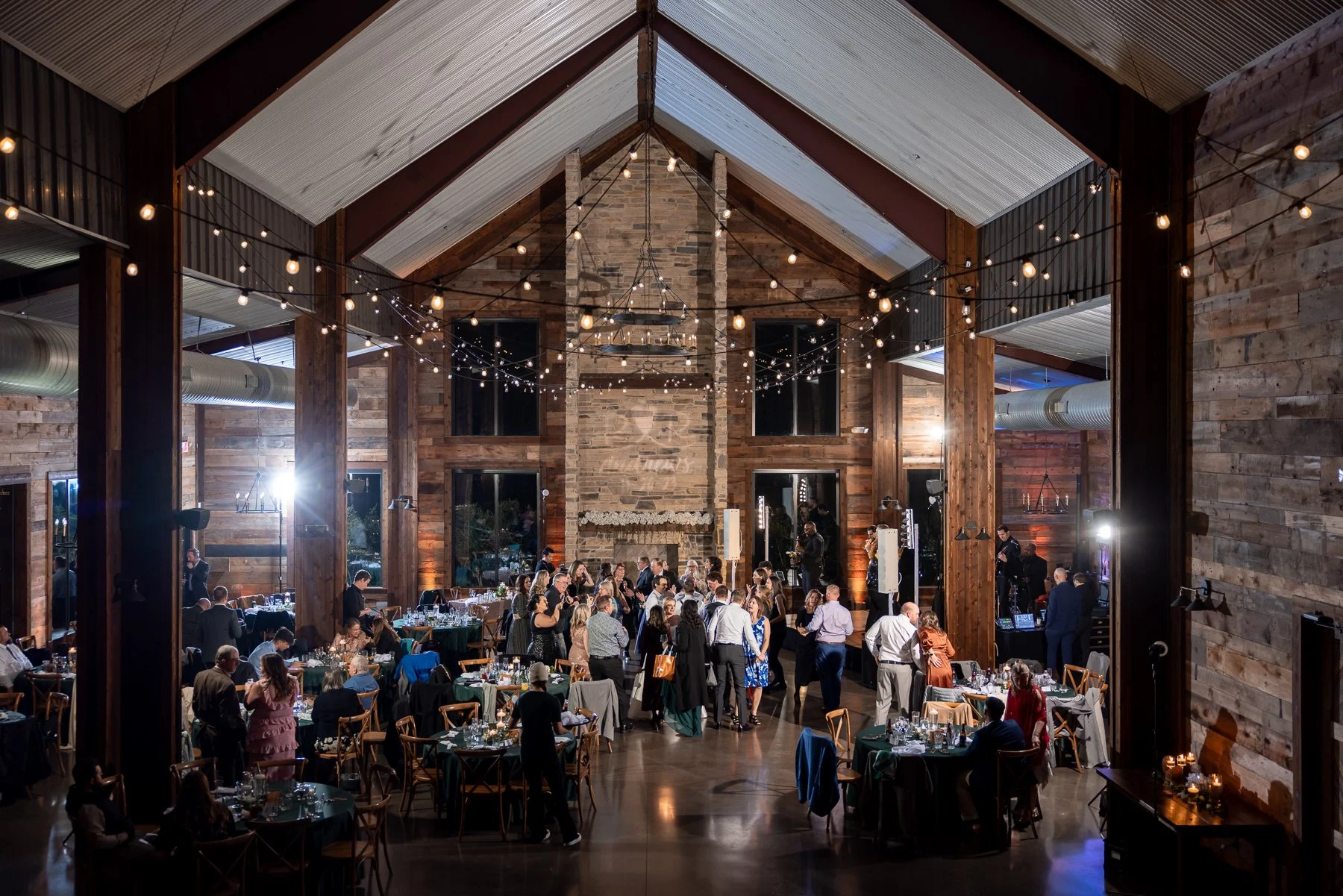 Wedding reception celebration inside Stone Crest Venue near McKinney, TX.