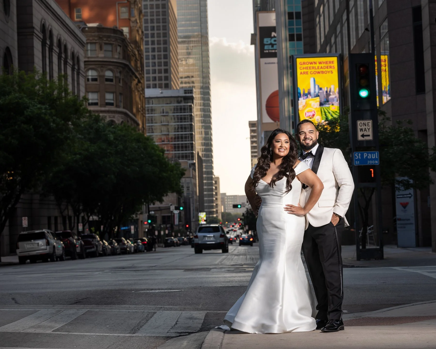 Bride and groom together during their wedding at The Hall on Dragon in Dallas