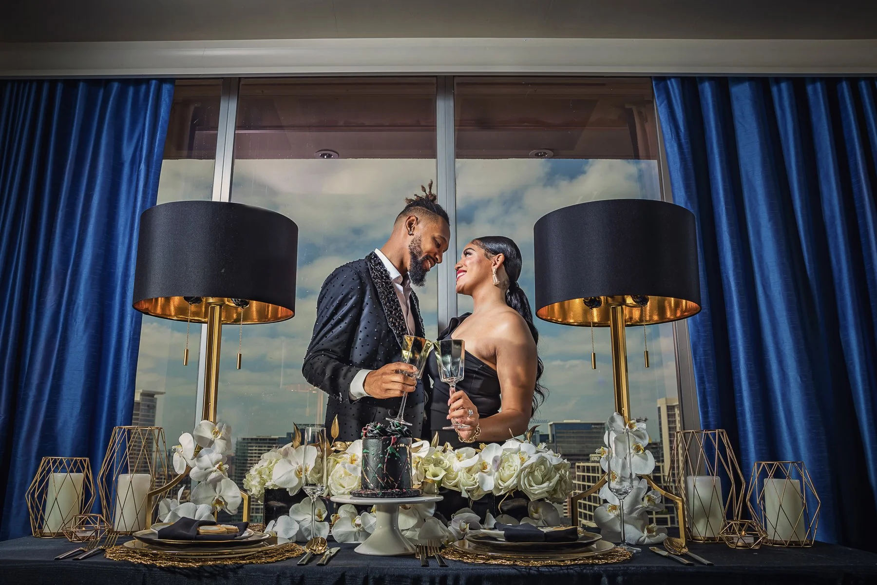 Newly engaged couple celebrating after a surprise proposal in Dallas
