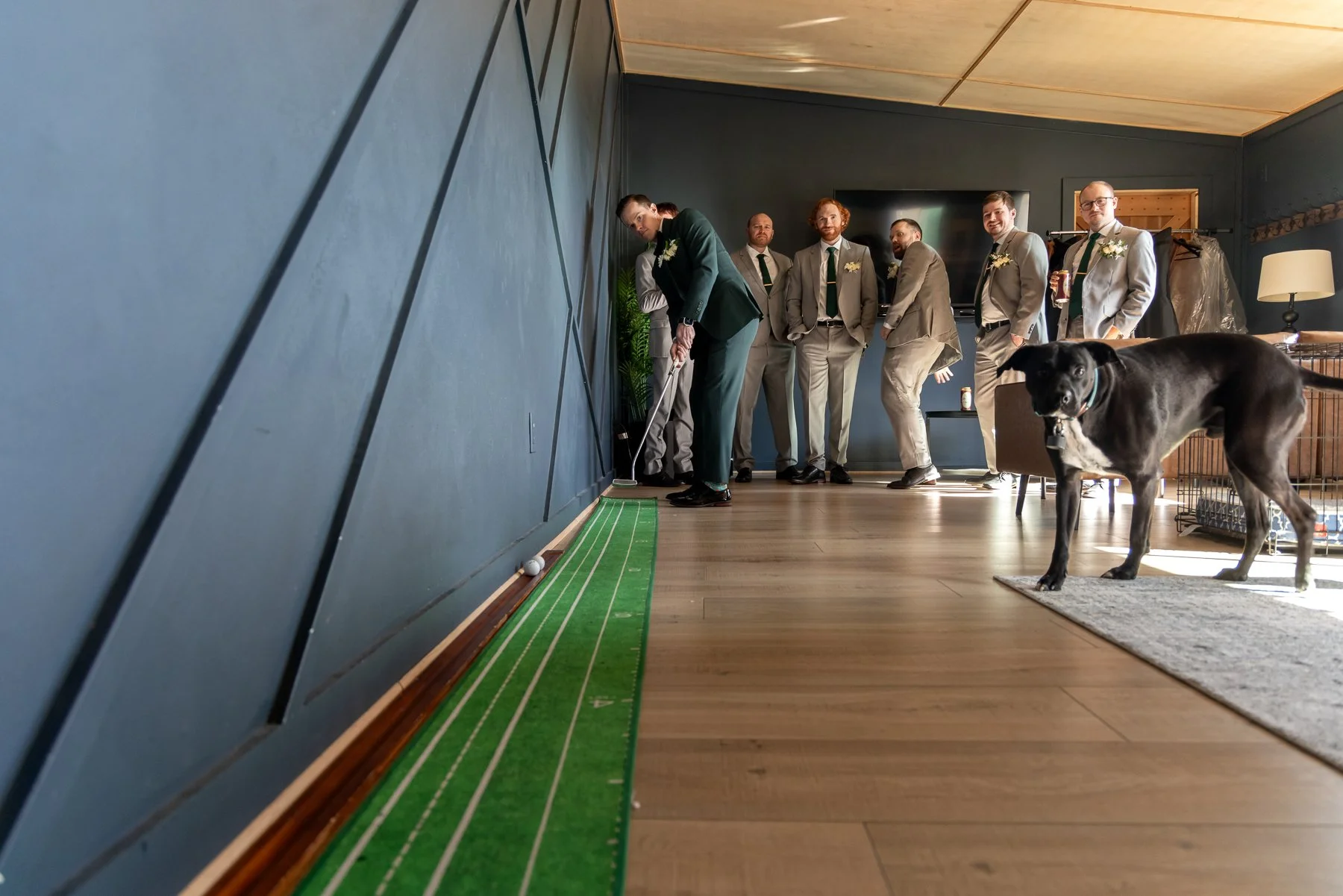 Groom with his groomsmen getting ready at Stone Crest Venue in McKinney, TX.