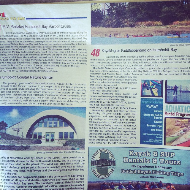 Check us out on page 63 in the #101ThingsToDoInHumboldt magazine! #48 #kayaking #paddleboarding #humboldtbay