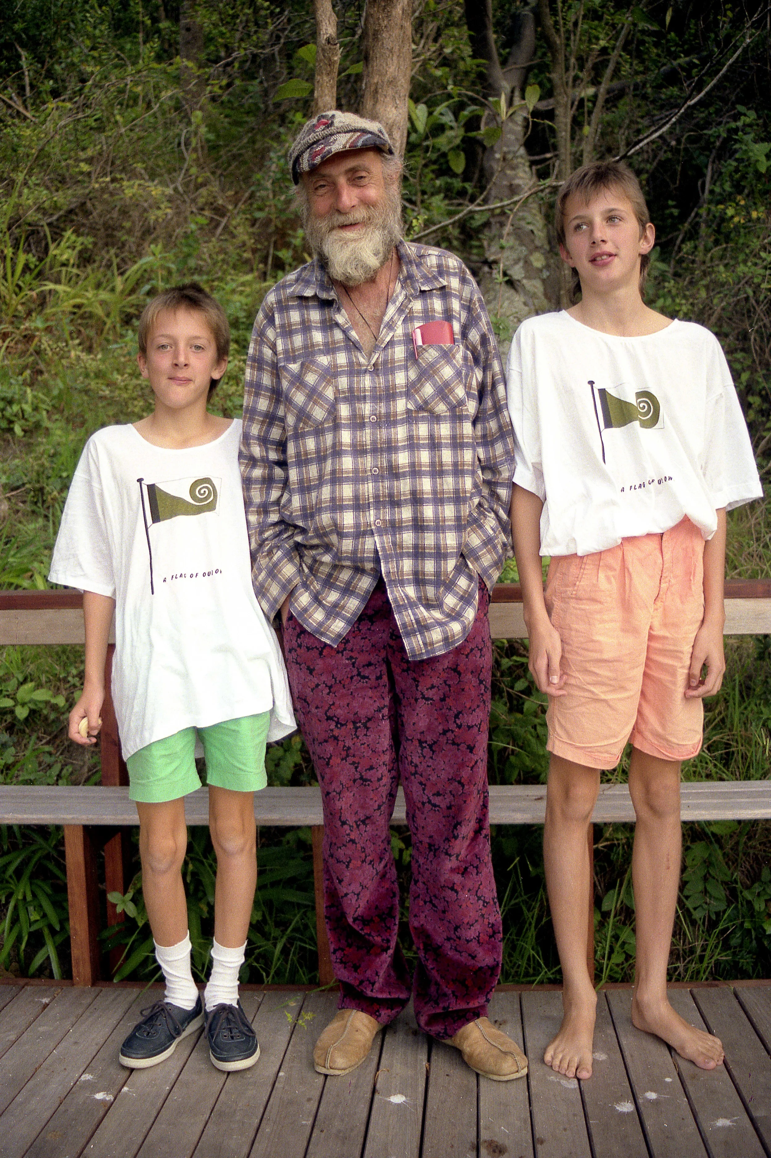 Sebastian & Florian Habicht with Frederick. Bay of Islands 1985