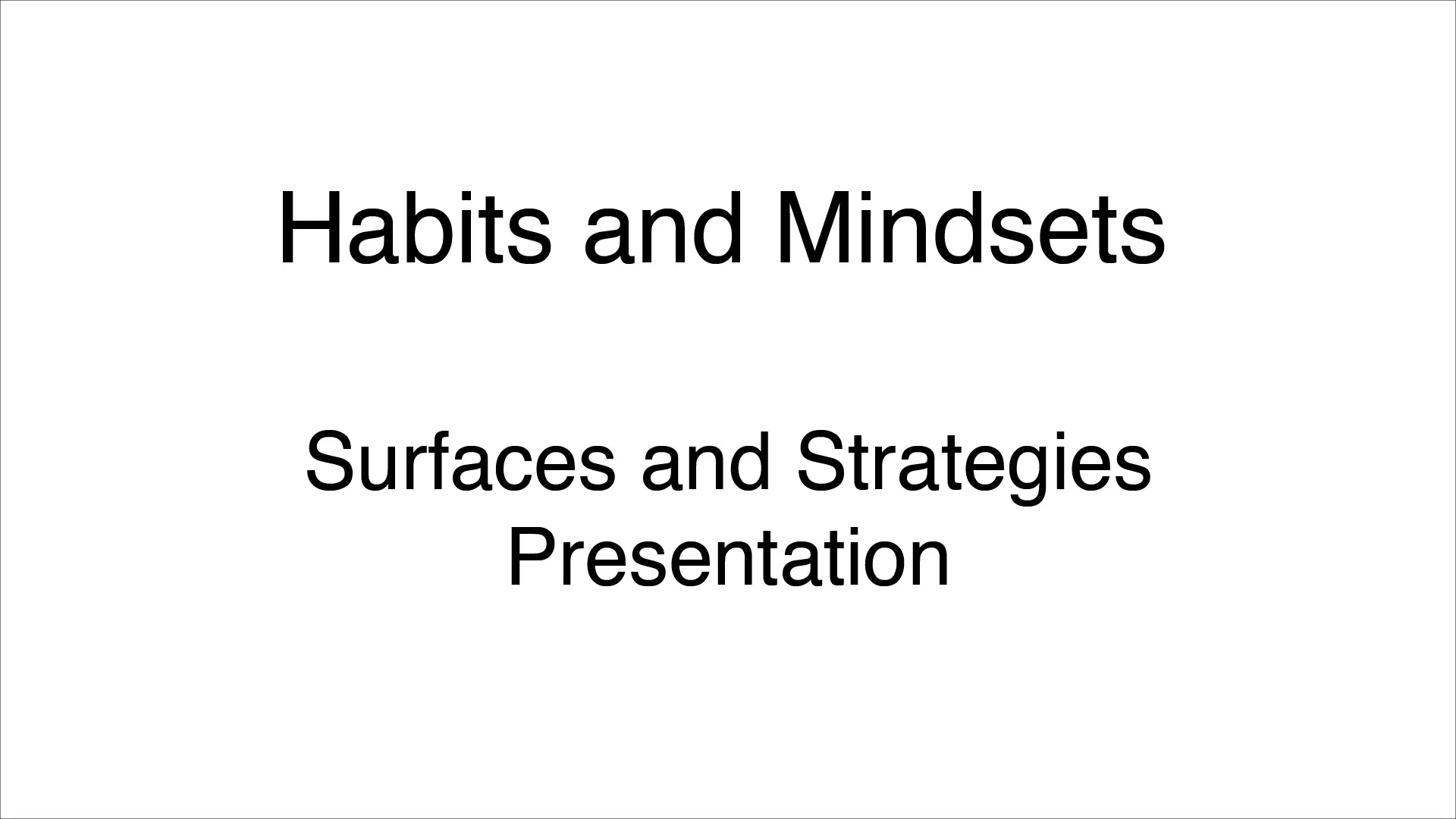 Surfaces and Strategies- Oral Presentation