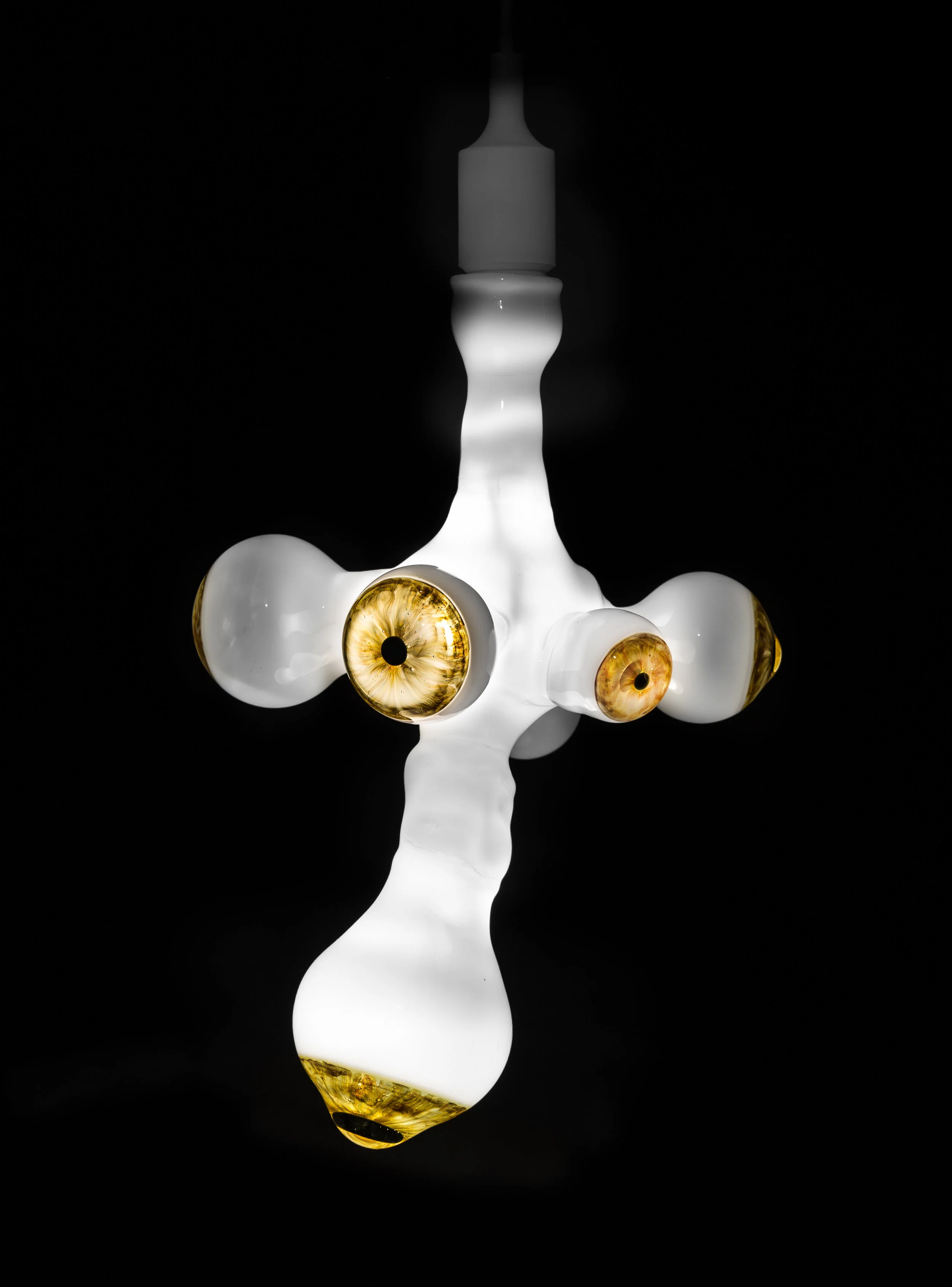 Amber gold leaf eye cluster pendant light