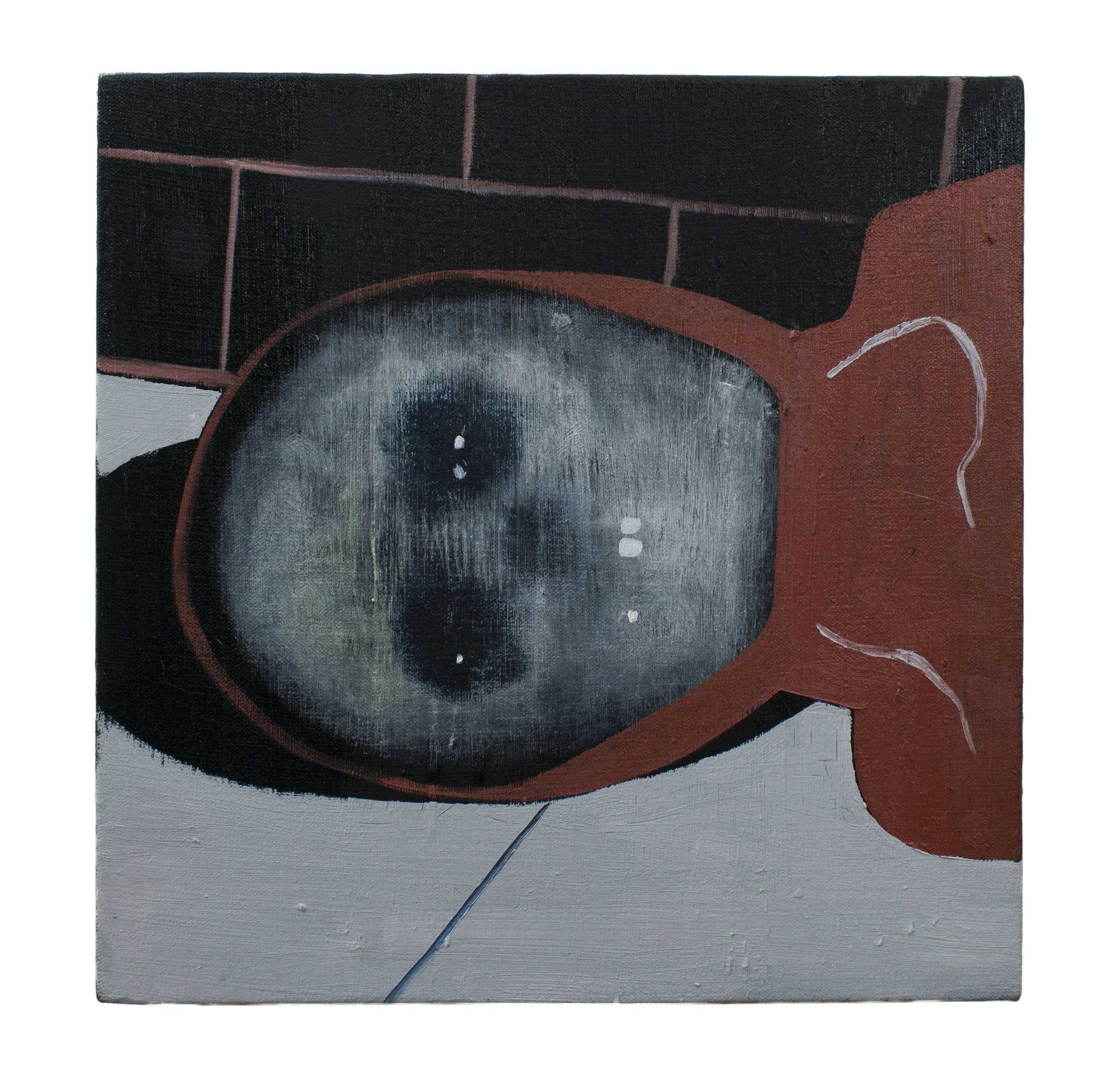 Child on Sidewalk. 2014. Óleo sobre canvas. 10 x 10 pulgadas.