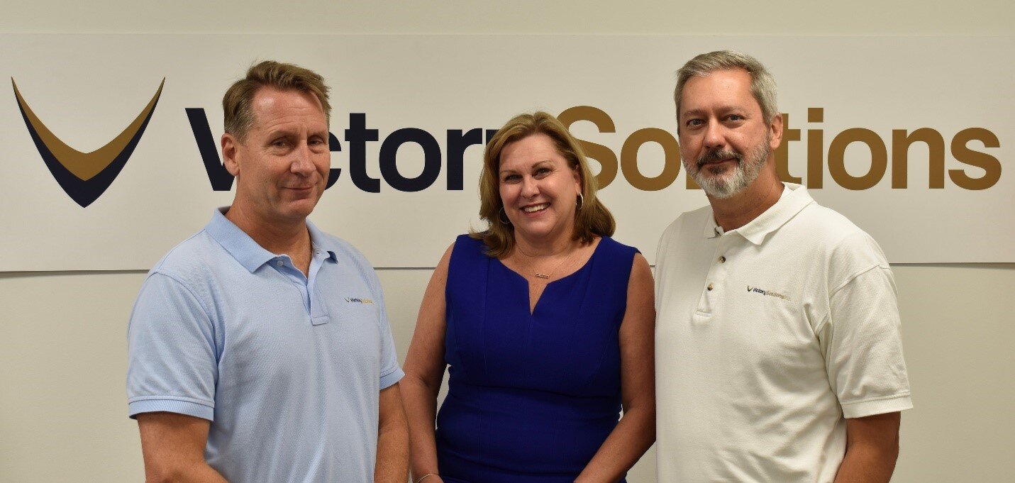 From left, Victory Solutions Vice President David Alan Smith, CEO Kris McGuire, and IDEA Executive Director Chris Crumbly worked to establish the Systems Engineering Technology Program utilizing an award from the U.S. Department of Defense.