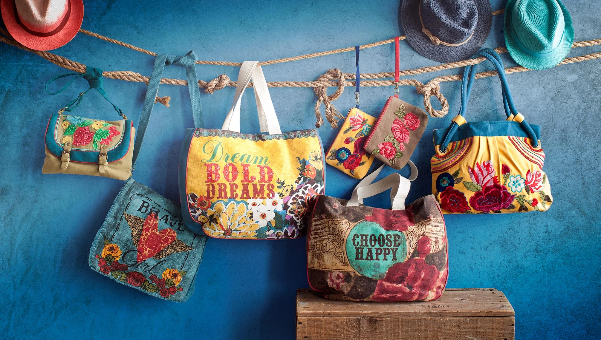 Tote bags photographed in studio for catalog