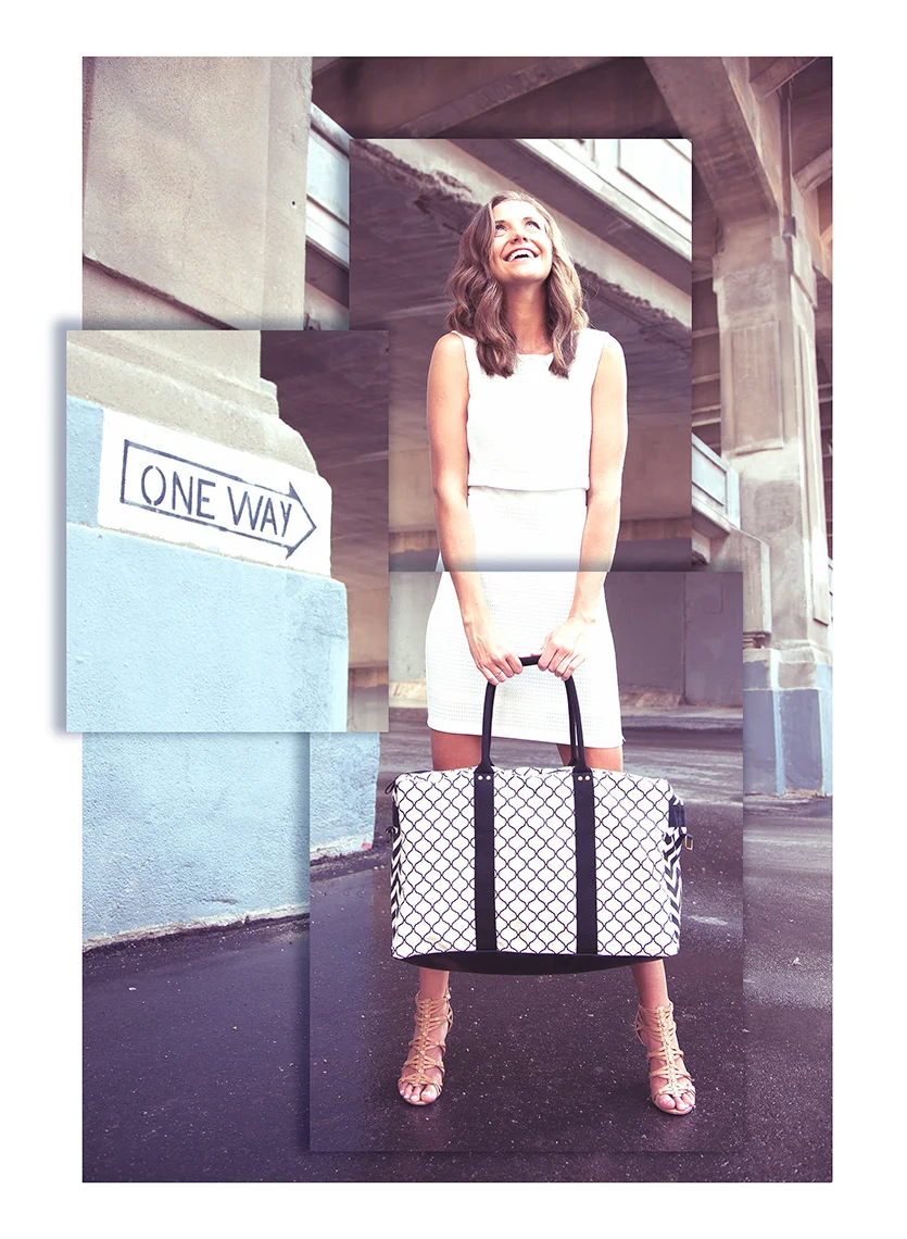 Location shoot for Be Bold tote accessory