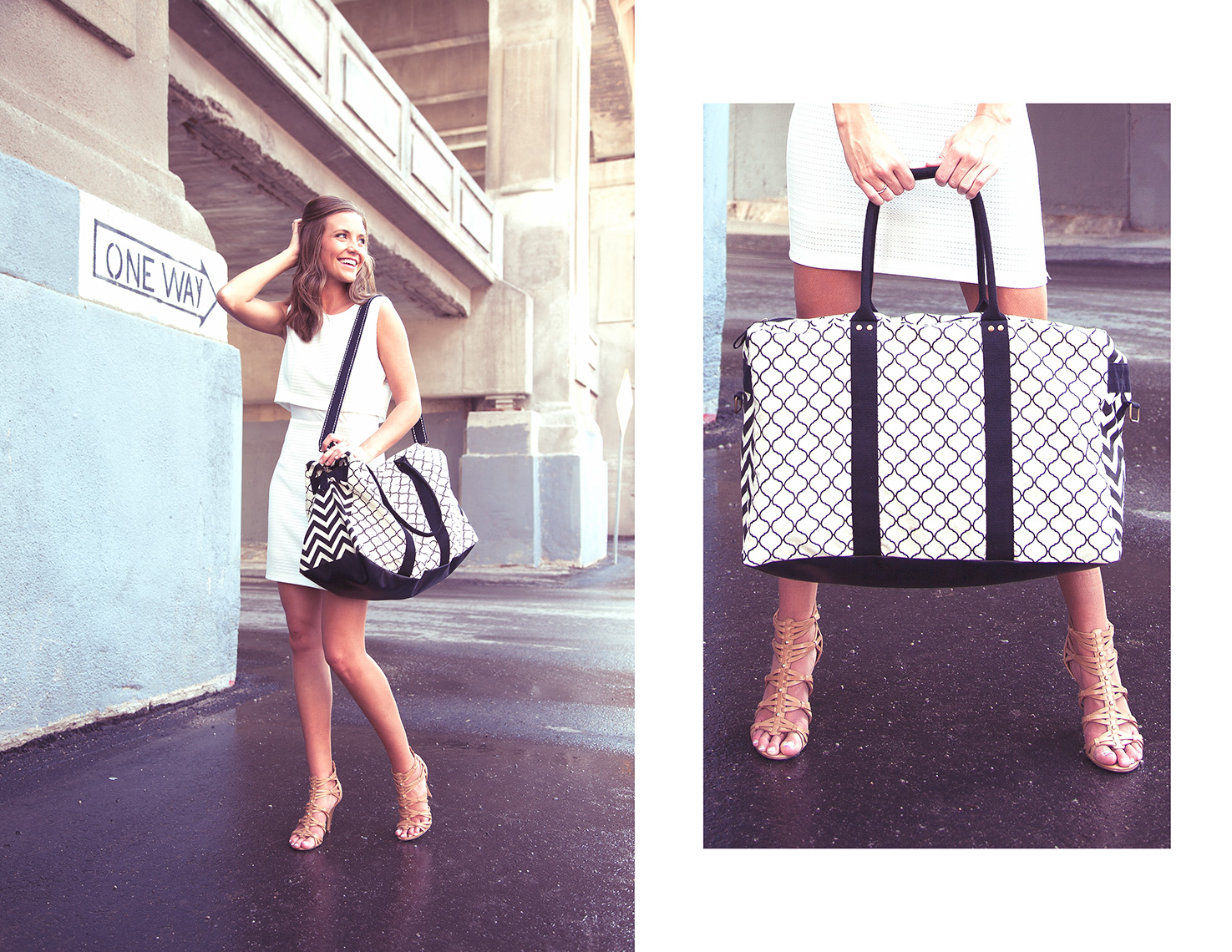  Location photography marketing large tote bag. Model photography and art direction by Bernstein Productions 