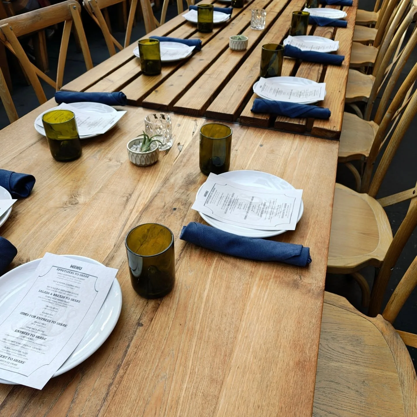 Don't want to do a full private space with a food and beverage minimum & your party is between 15 & 18 ppl?
Do a semi-private space with a set menu on our dockside patio. No minimum required, JUST a special curated menu that we can discuss v